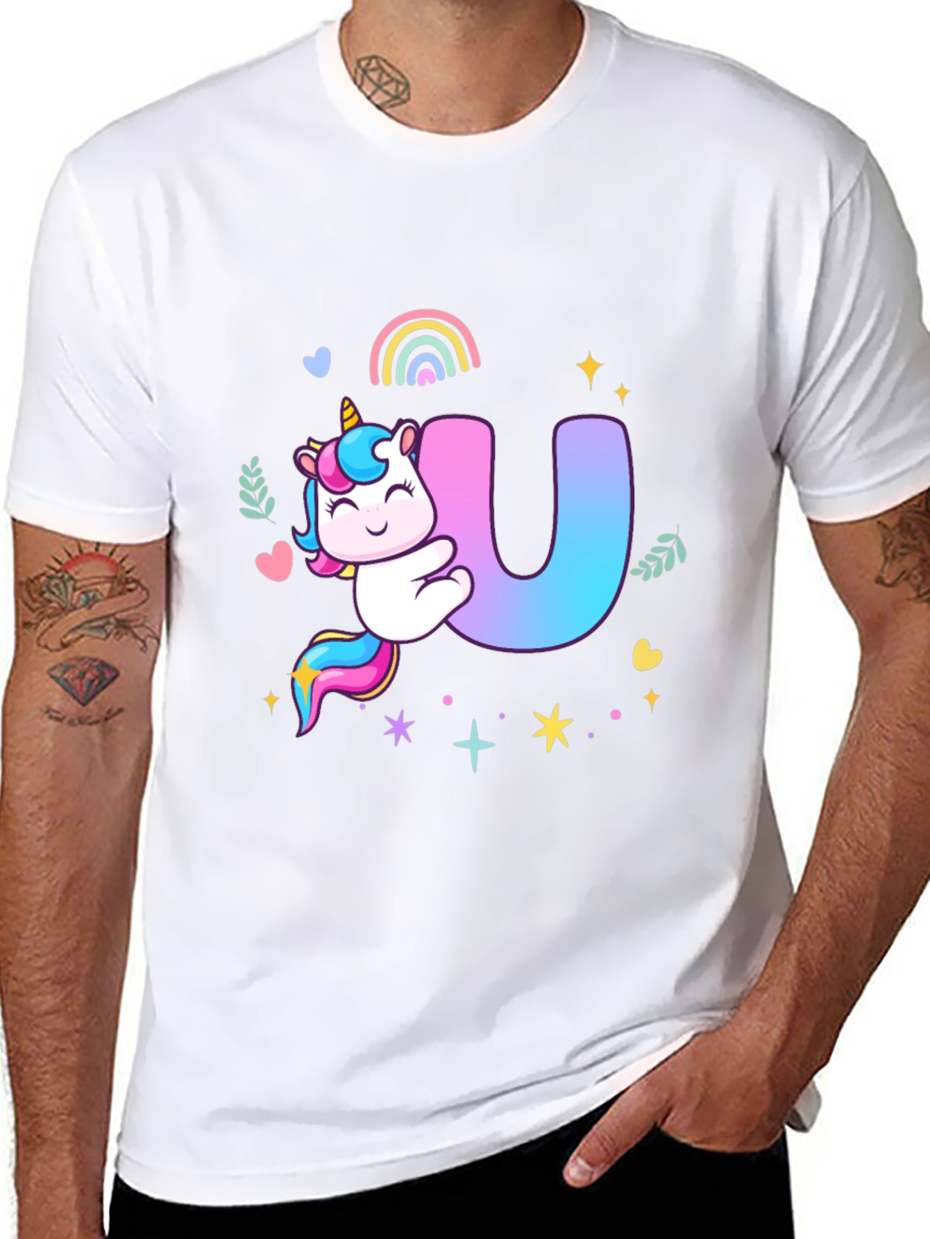 Unicorn U Initial Black T-Shirt
