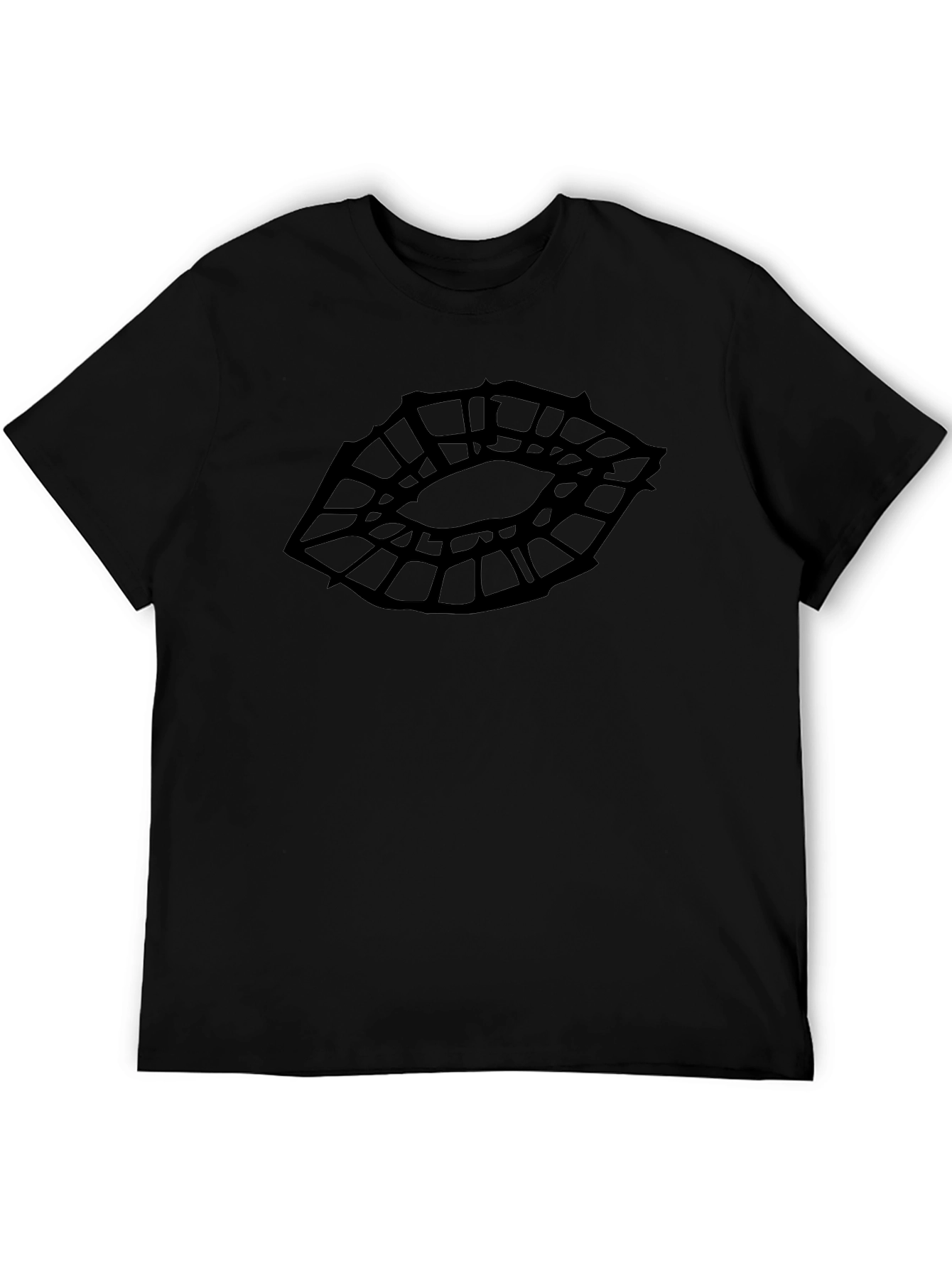 Geometric Lips Graphic Black T-Shirt