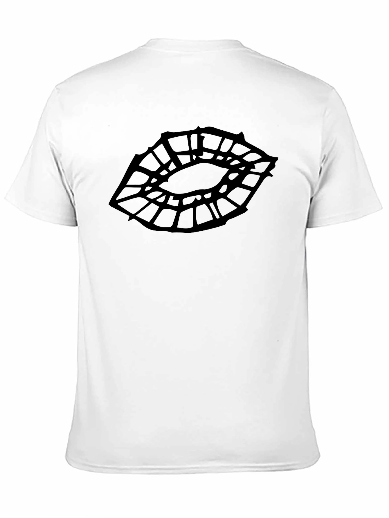 Geometric Lips Graphic Black T-Shirt