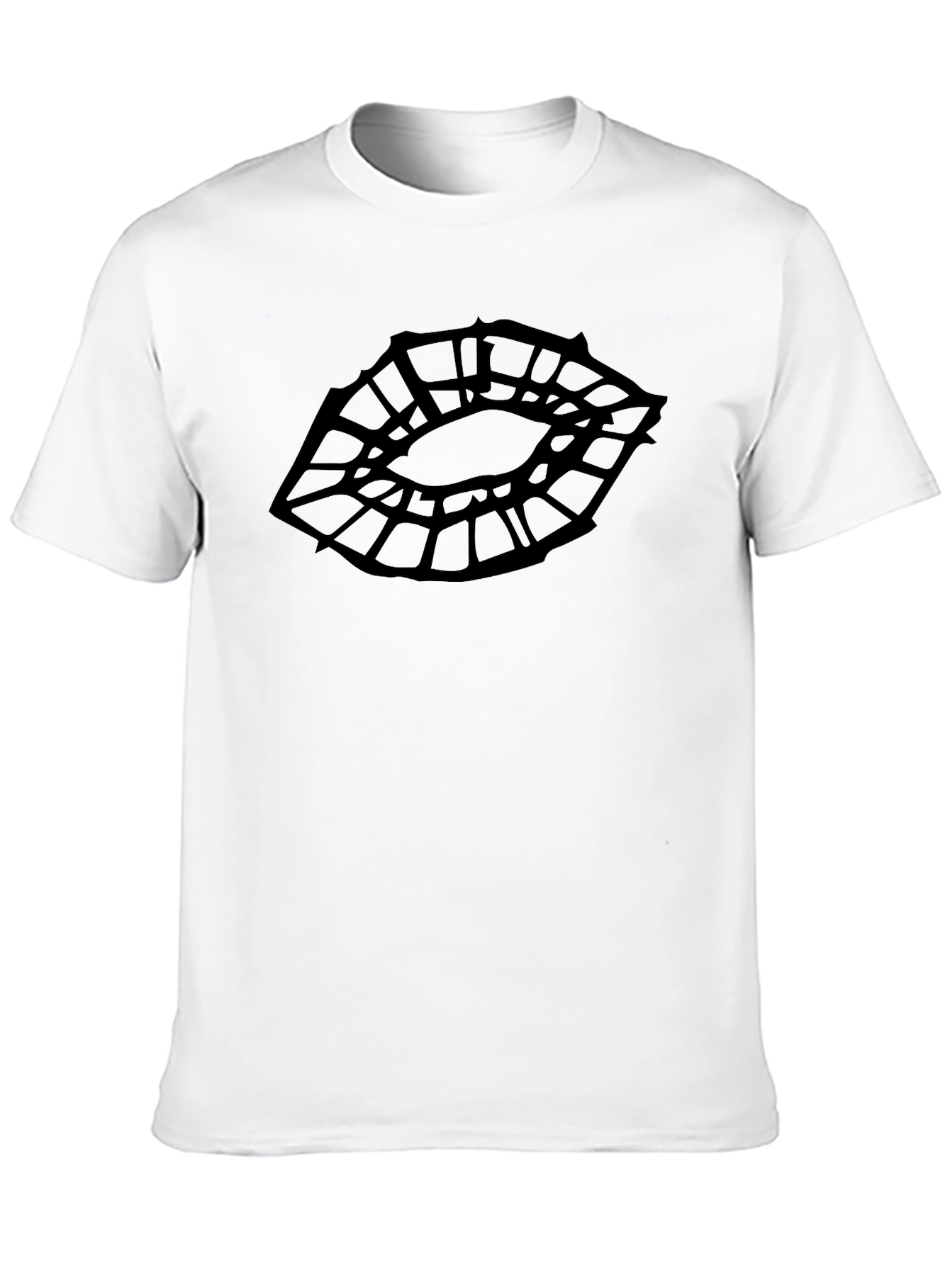 Geometric Lips Graphic Black T-Shirt