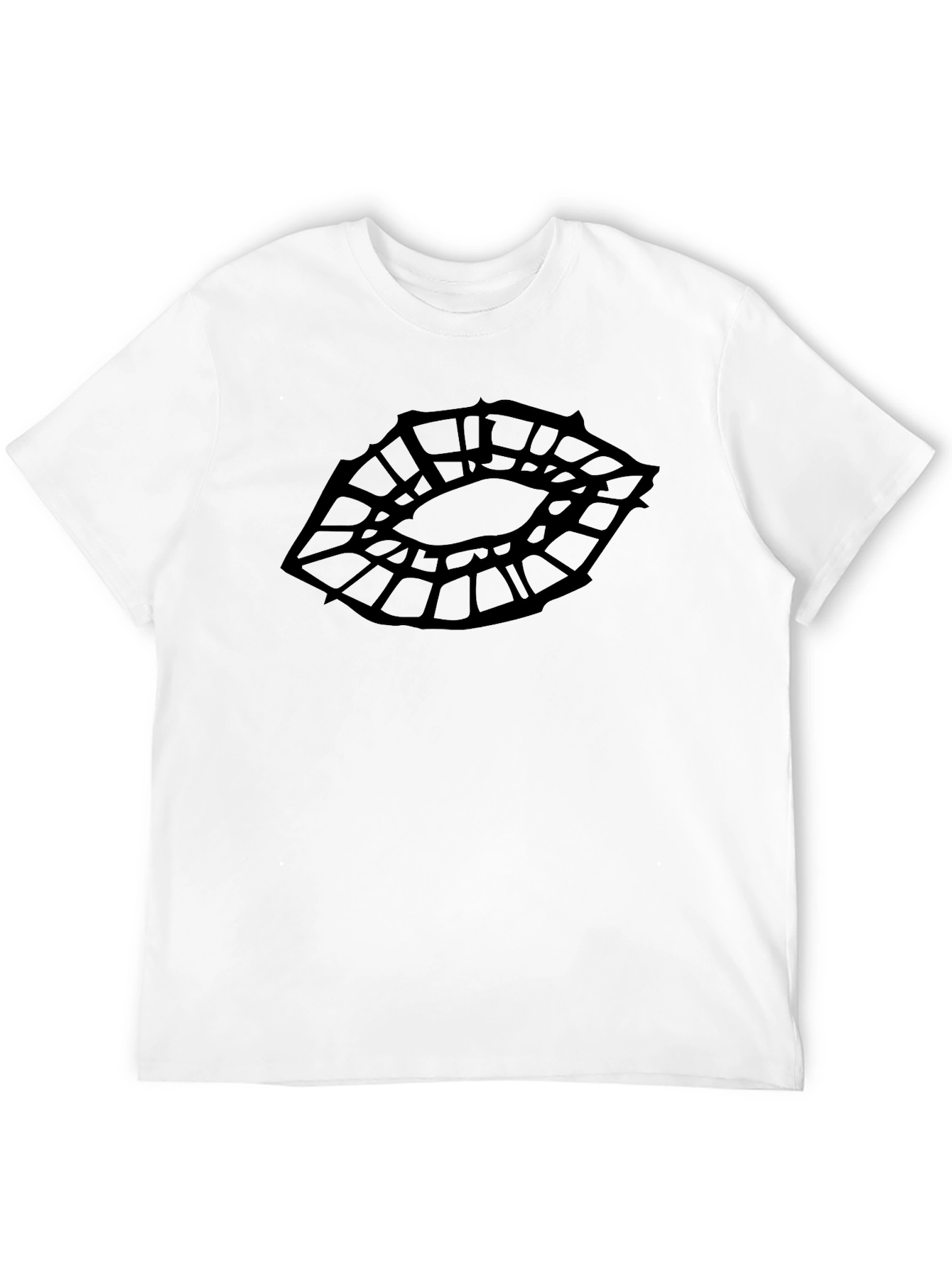 Geometric Lips Graphic Black T-Shirt