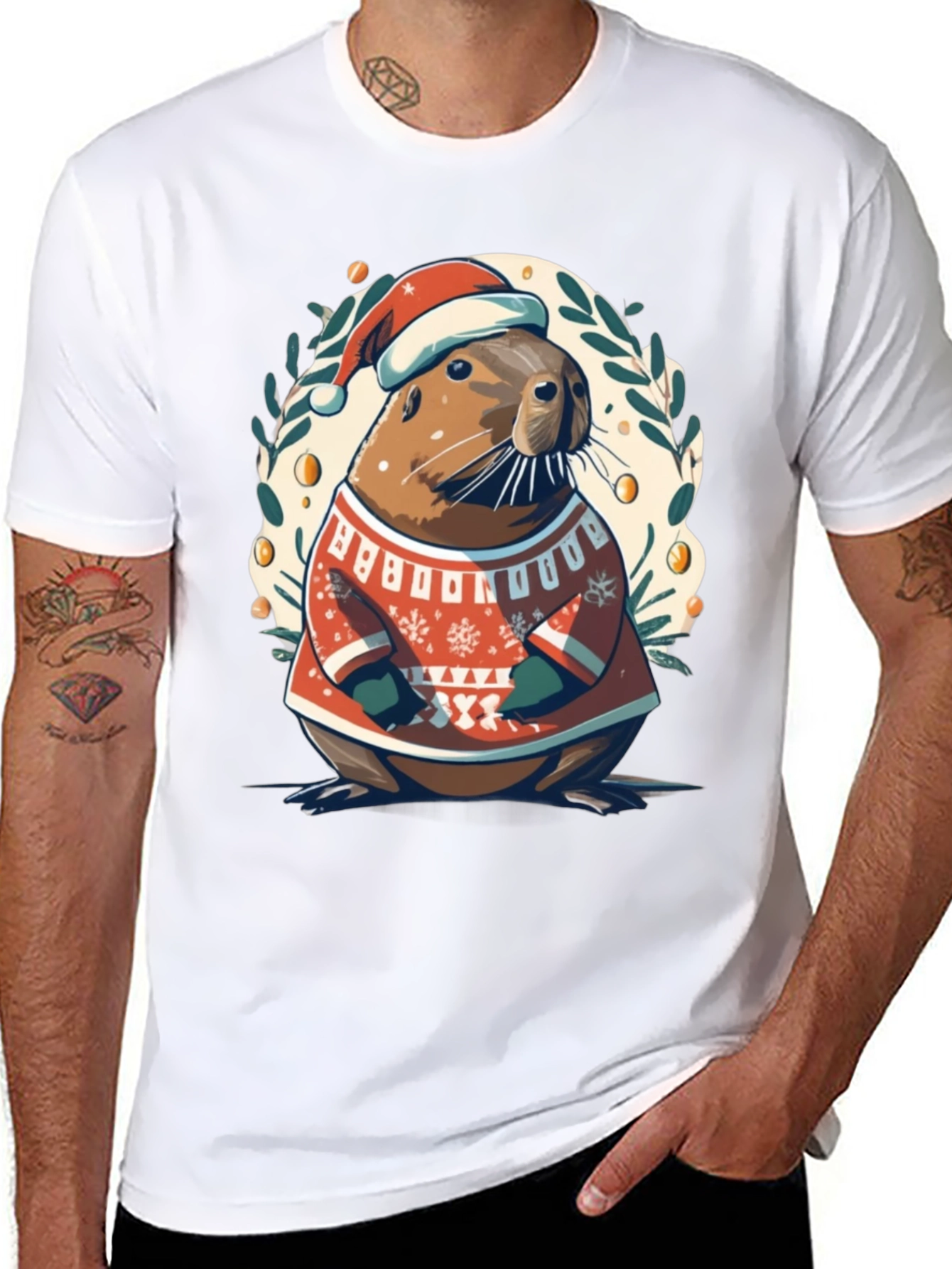 Festive Otter Christmas T-Shirt