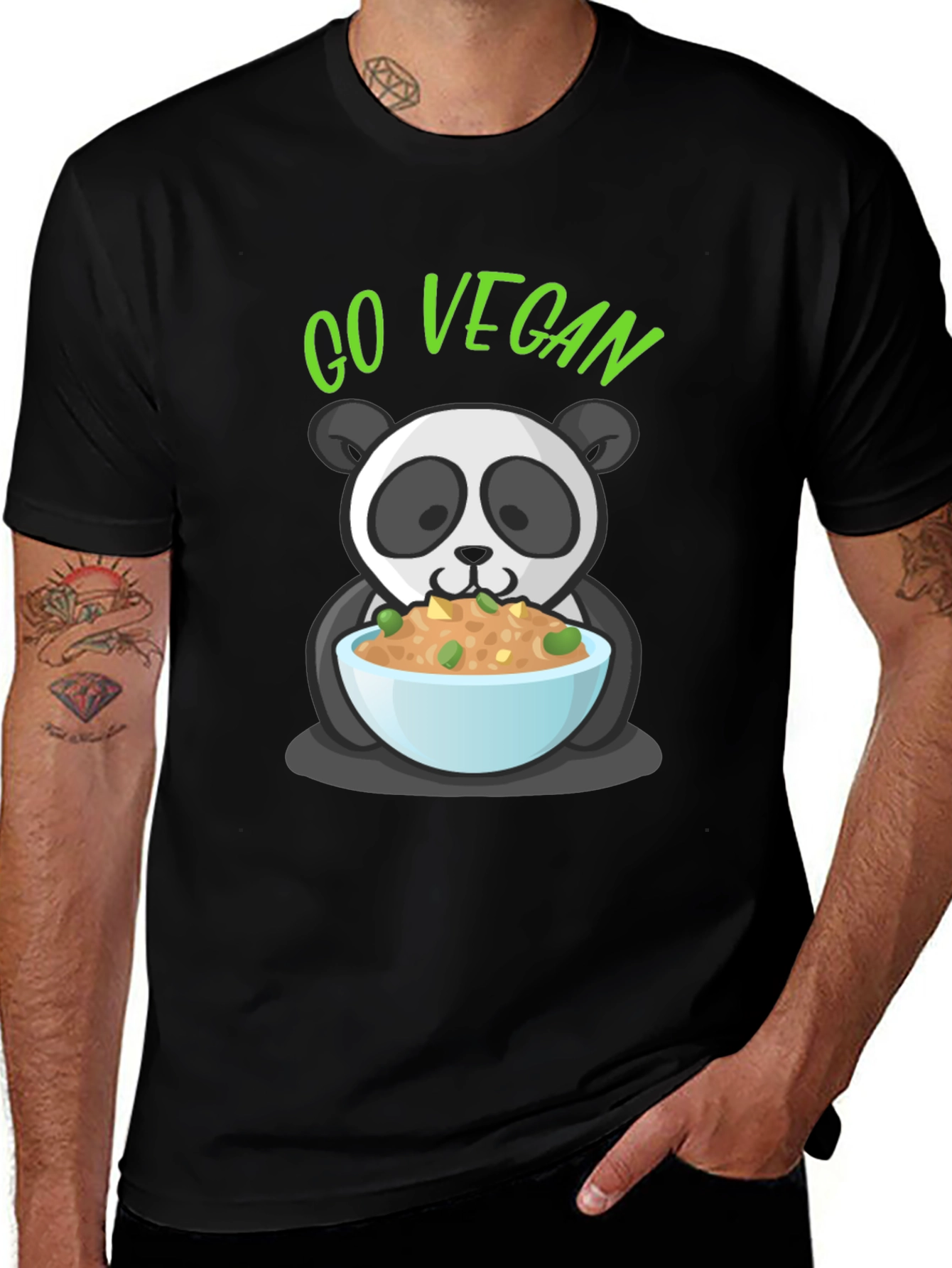 Go Vegan Panda Graphic T-Shirt