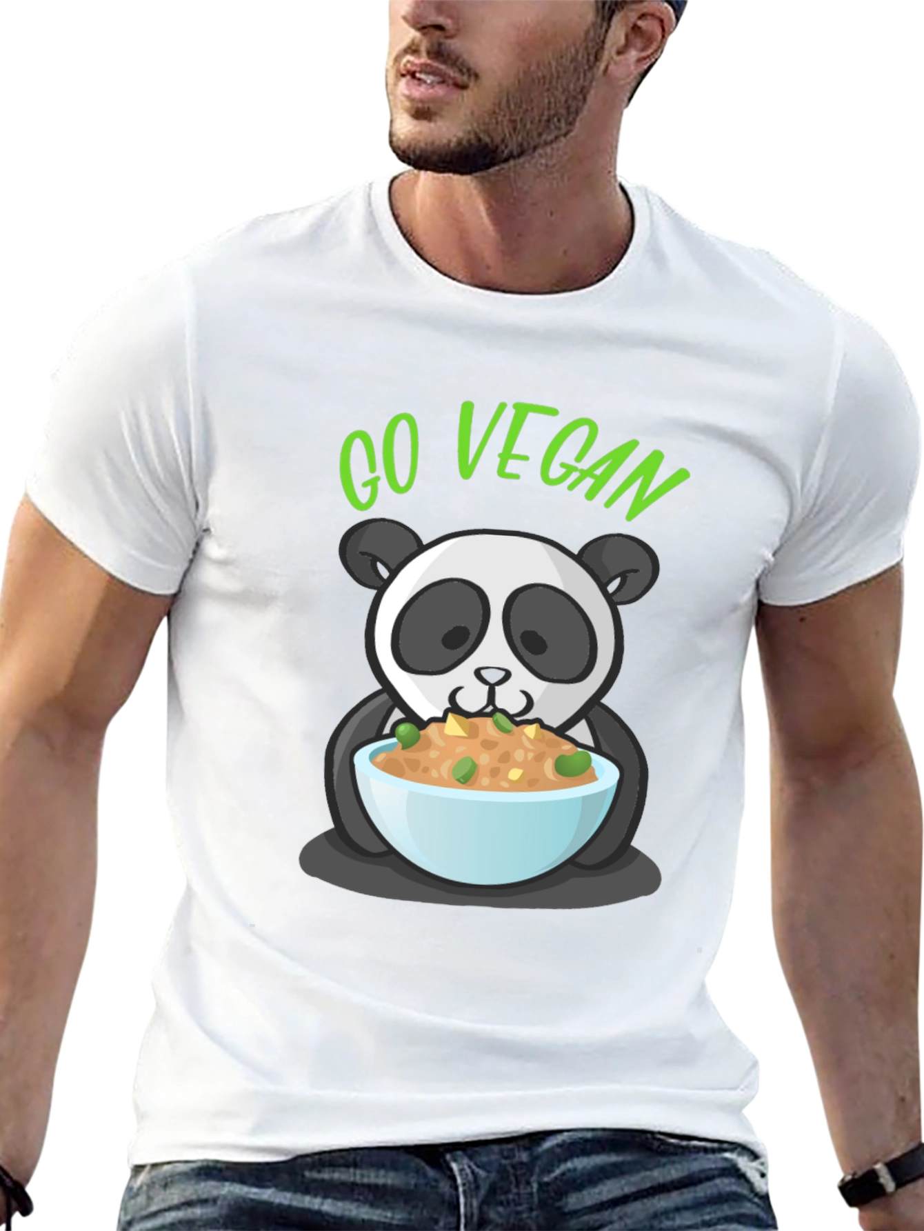 Go Vegan Panda Graphic T-Shirt