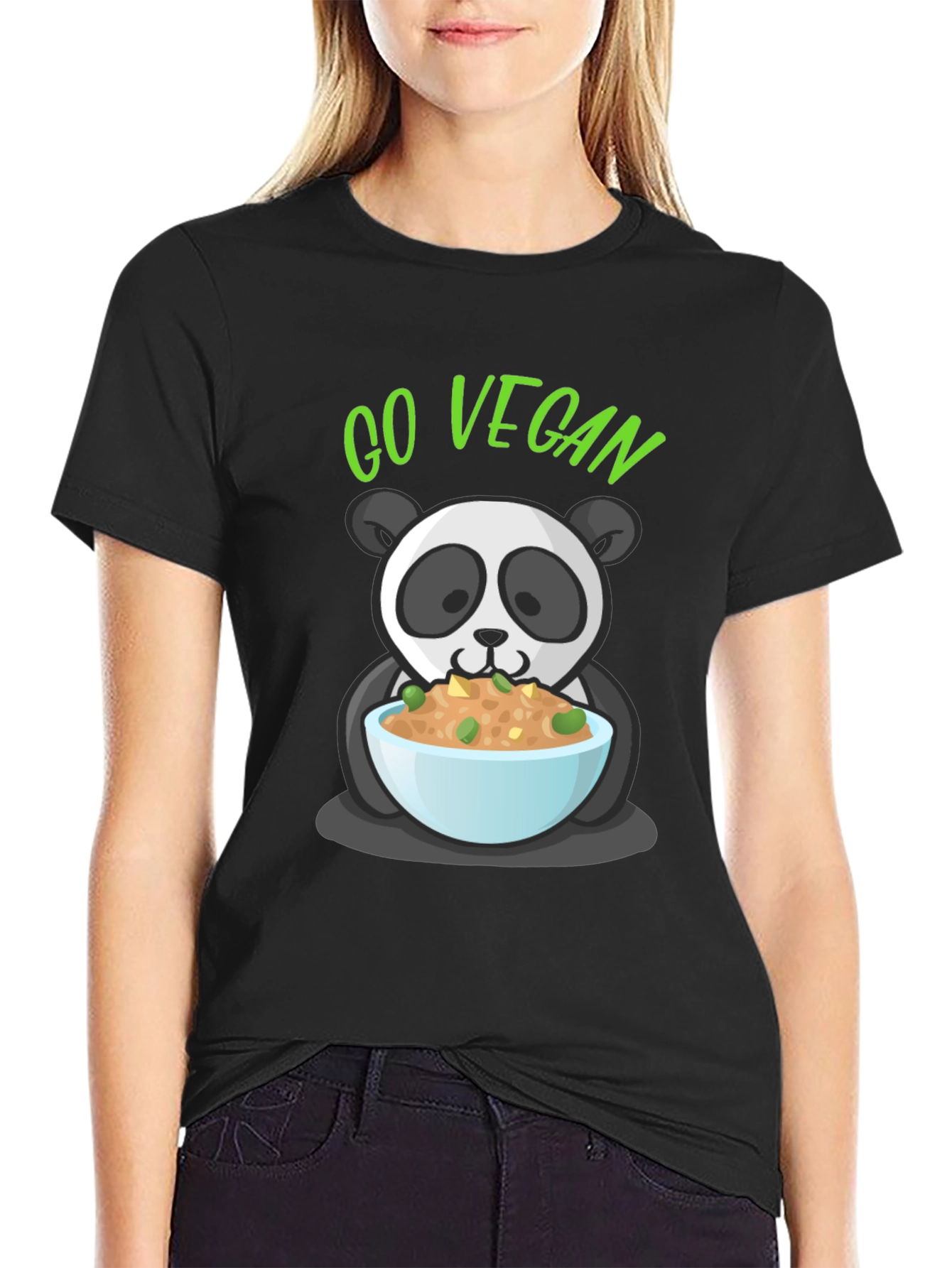 Go Vegan Panda Graphic T-Shirt