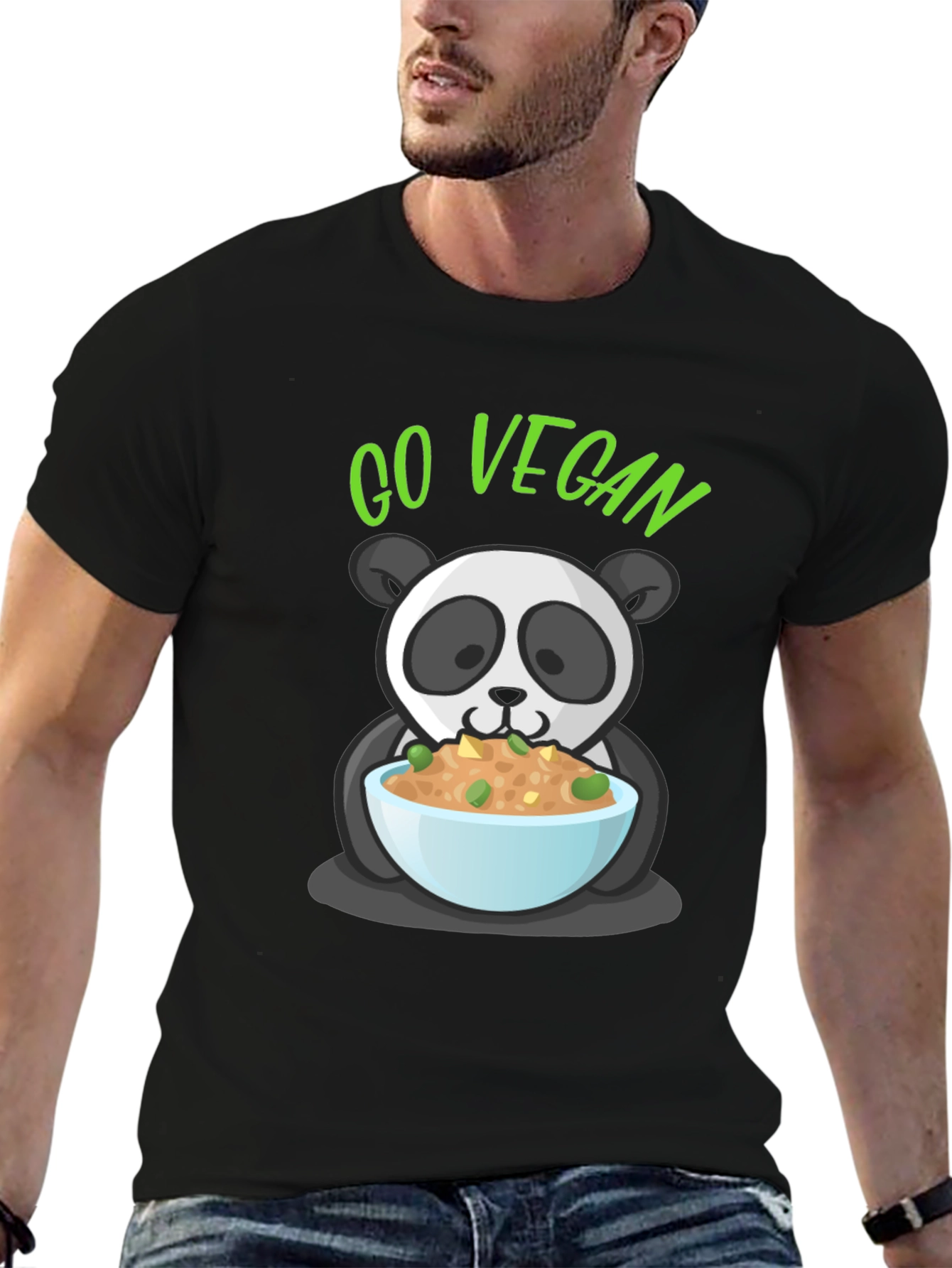 Go Vegan Panda Graphic T-Shirt