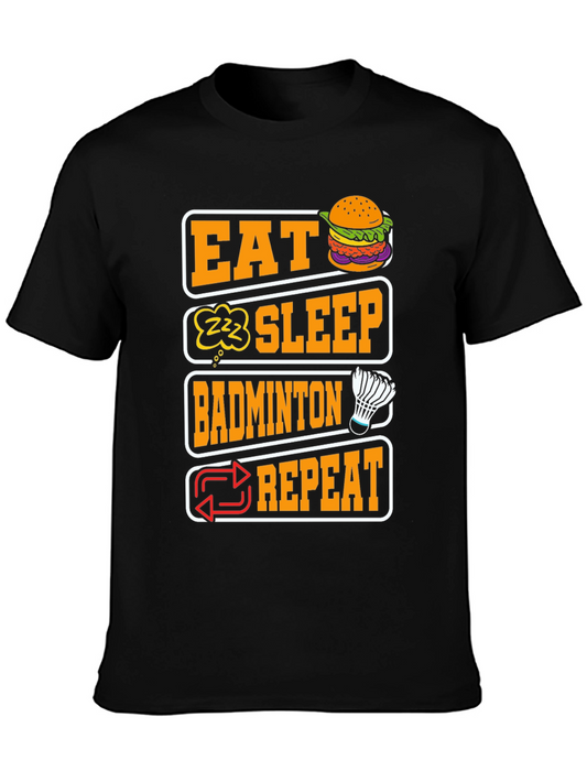 Eat Sleep Badminton Repeat Graphic T-Shirt