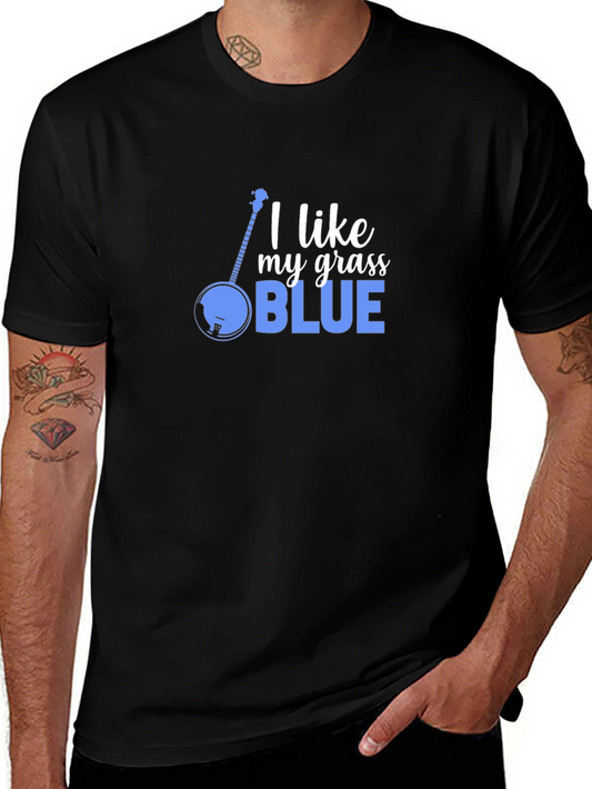 I Like My Grass Blue T-Shirt - Bluegrass Music Tee