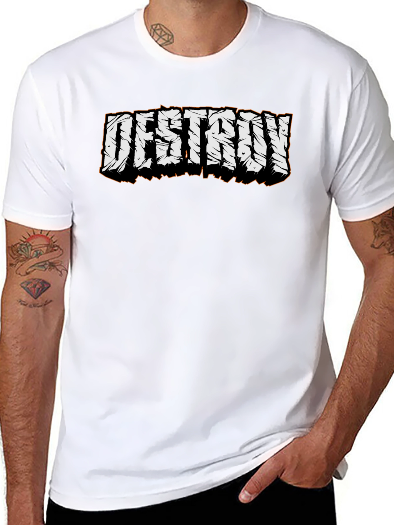 Destroy Graphic Tee - Black Cotton Casual T-Shirt