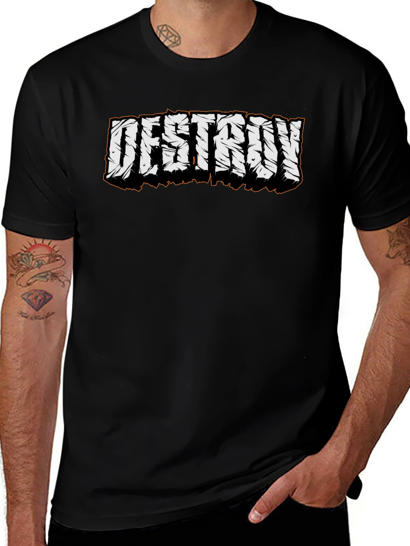 Destroy Graphic Tee - Black Cotton Casual T-Shirt