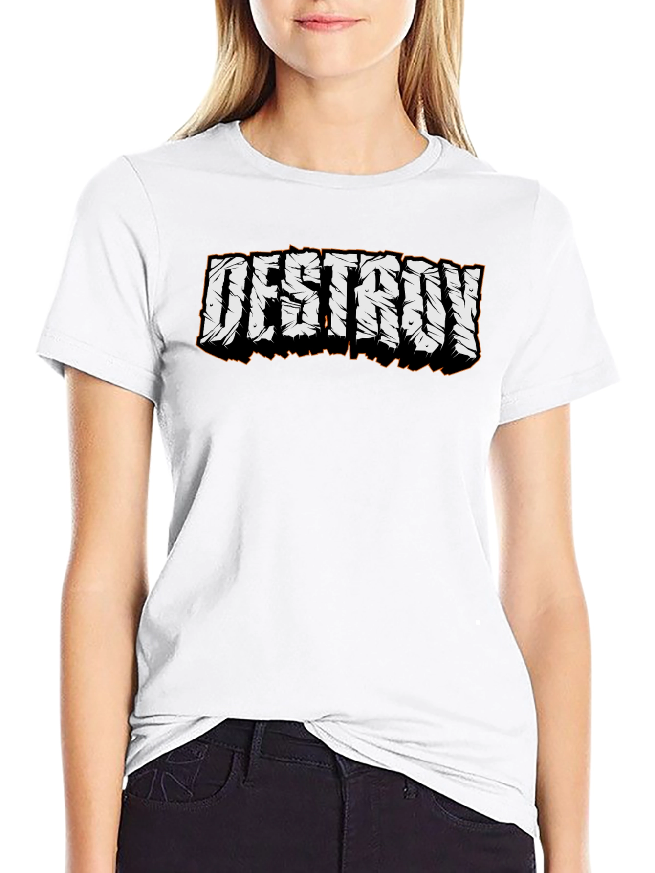 Destroy Graphic Tee - Black Cotton Casual T-Shirt