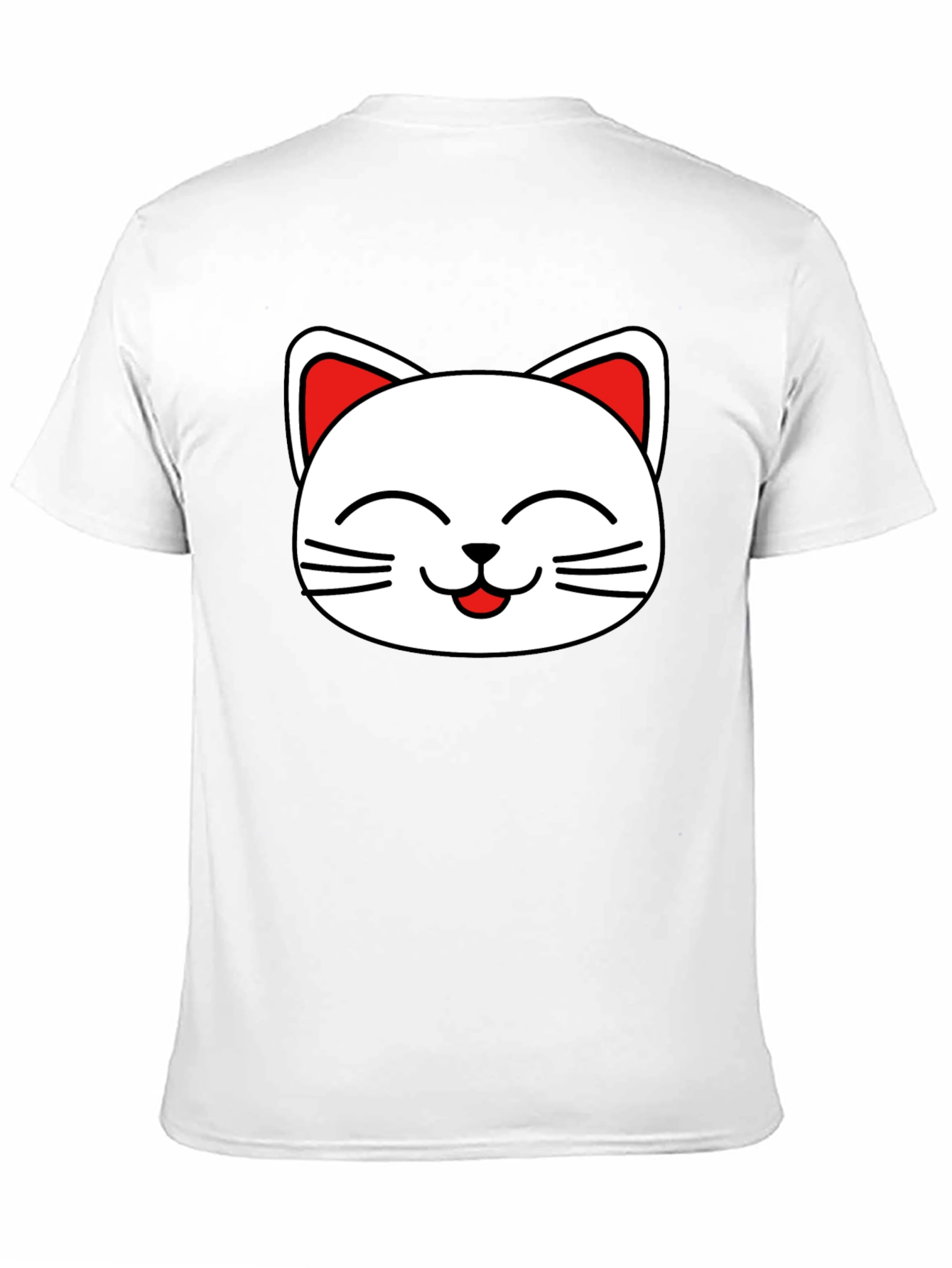 Cute Cat Face Graphic T-Shirt - Black