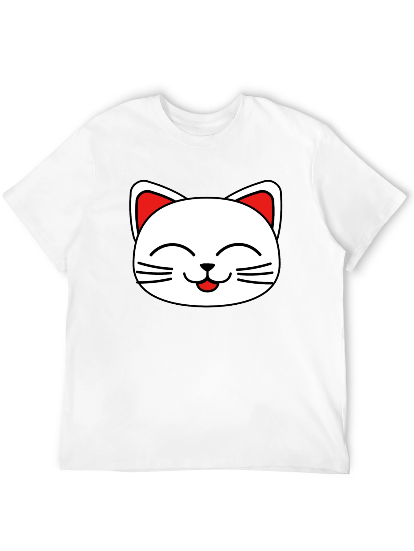 Cute Cat Face Graphic T-Shirt - Black