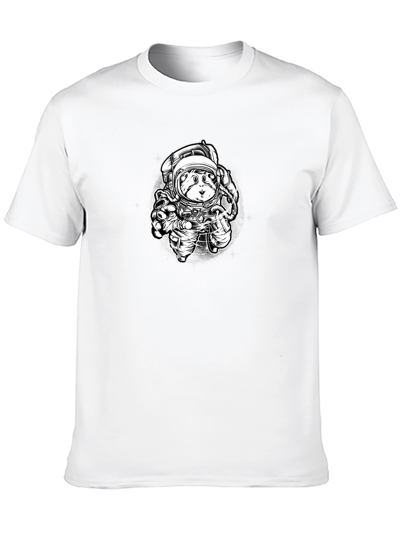 Astronaut Cat Graphic Tee - Black Cotton Blend