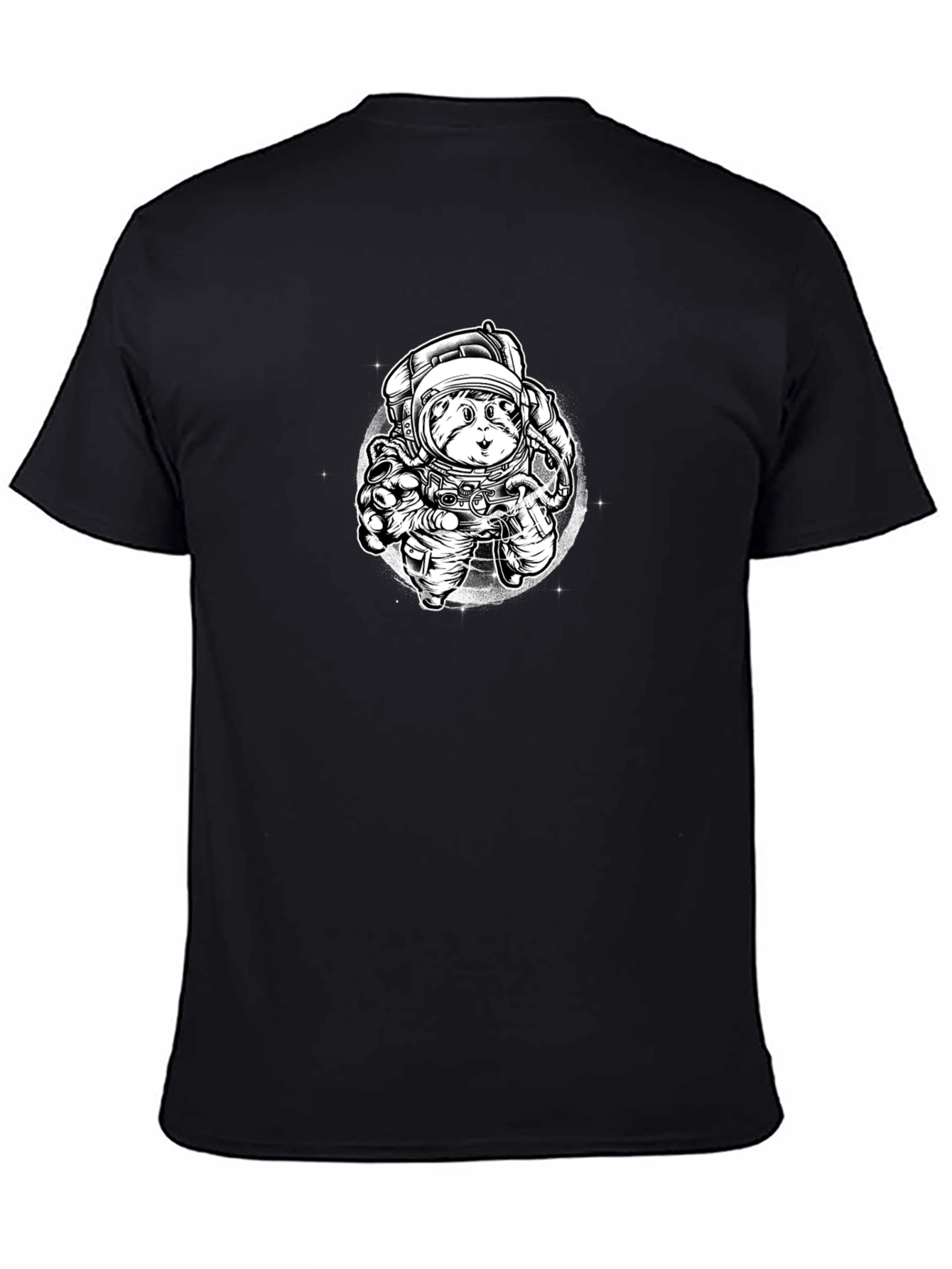 Astronaut Cat Graphic Tee - Black Cotton Blend