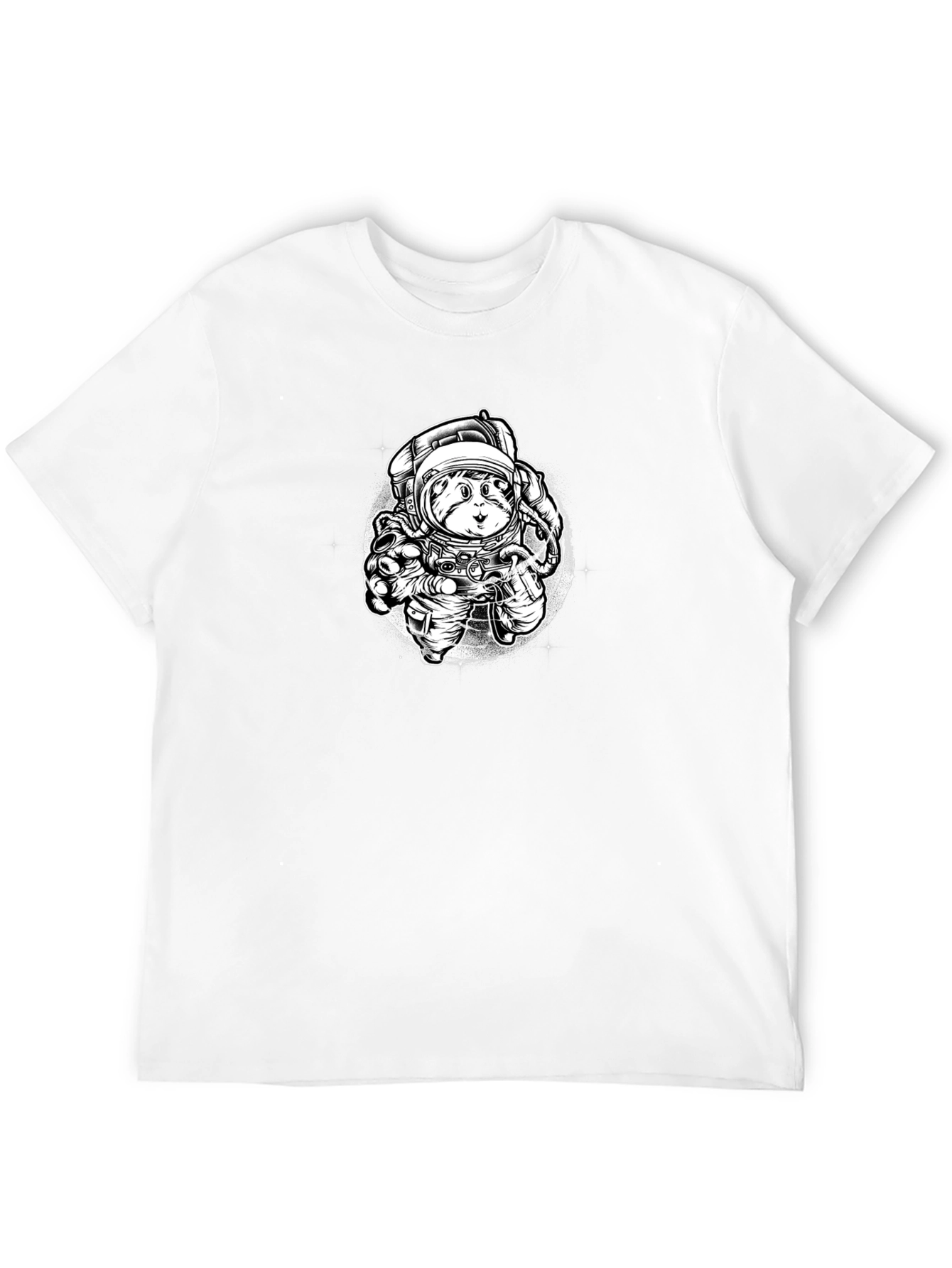 Astronaut Cat Graphic Tee - Black Cotton Blend