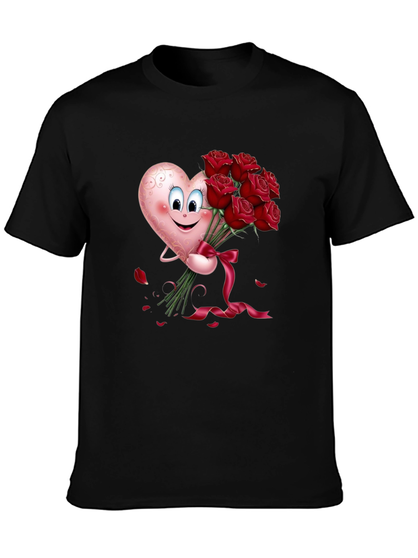 Heart & Roses Graphic Tee - Black