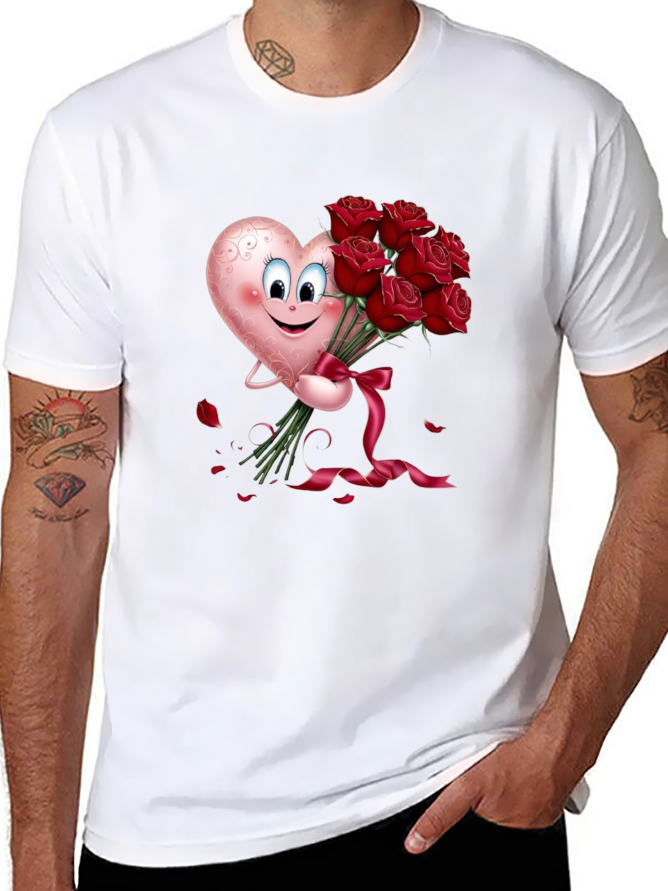 Heart & Roses Graphic Tee - Black