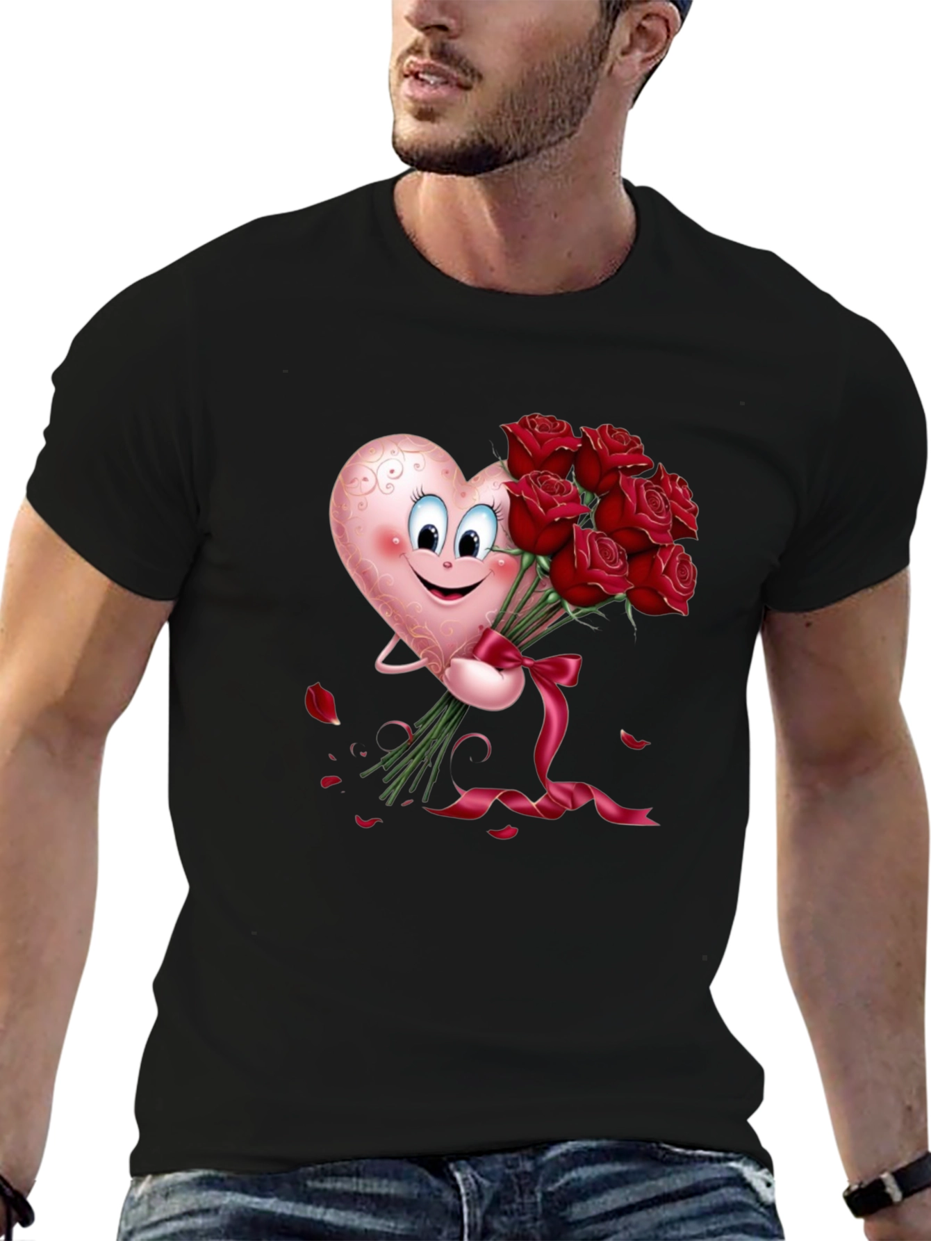 Heart & Roses Graphic Tee - Black