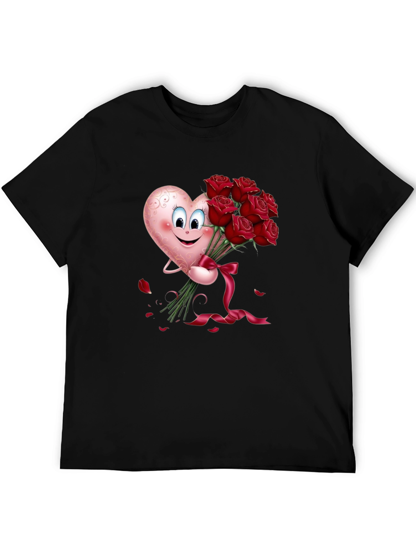 Heart & Roses Graphic Tee - Black