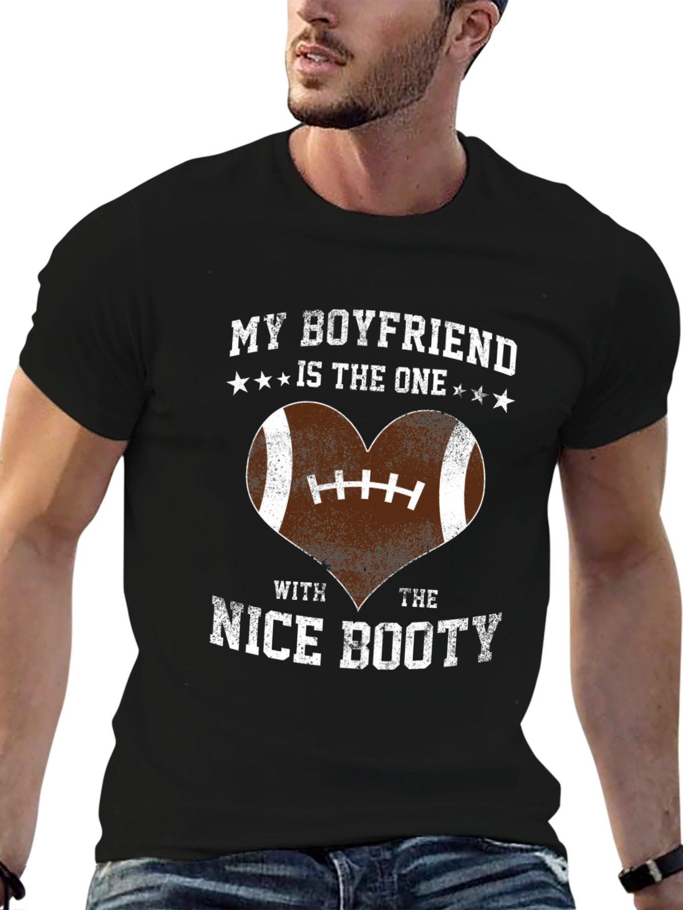 Boyfriend Nice Booty Football Heart T-Shirt