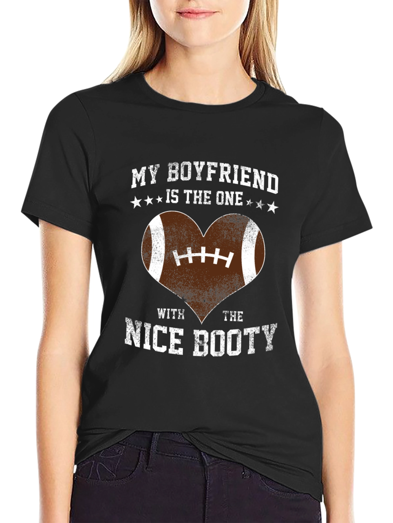 Boyfriend Nice Booty Football Heart T-Shirt
