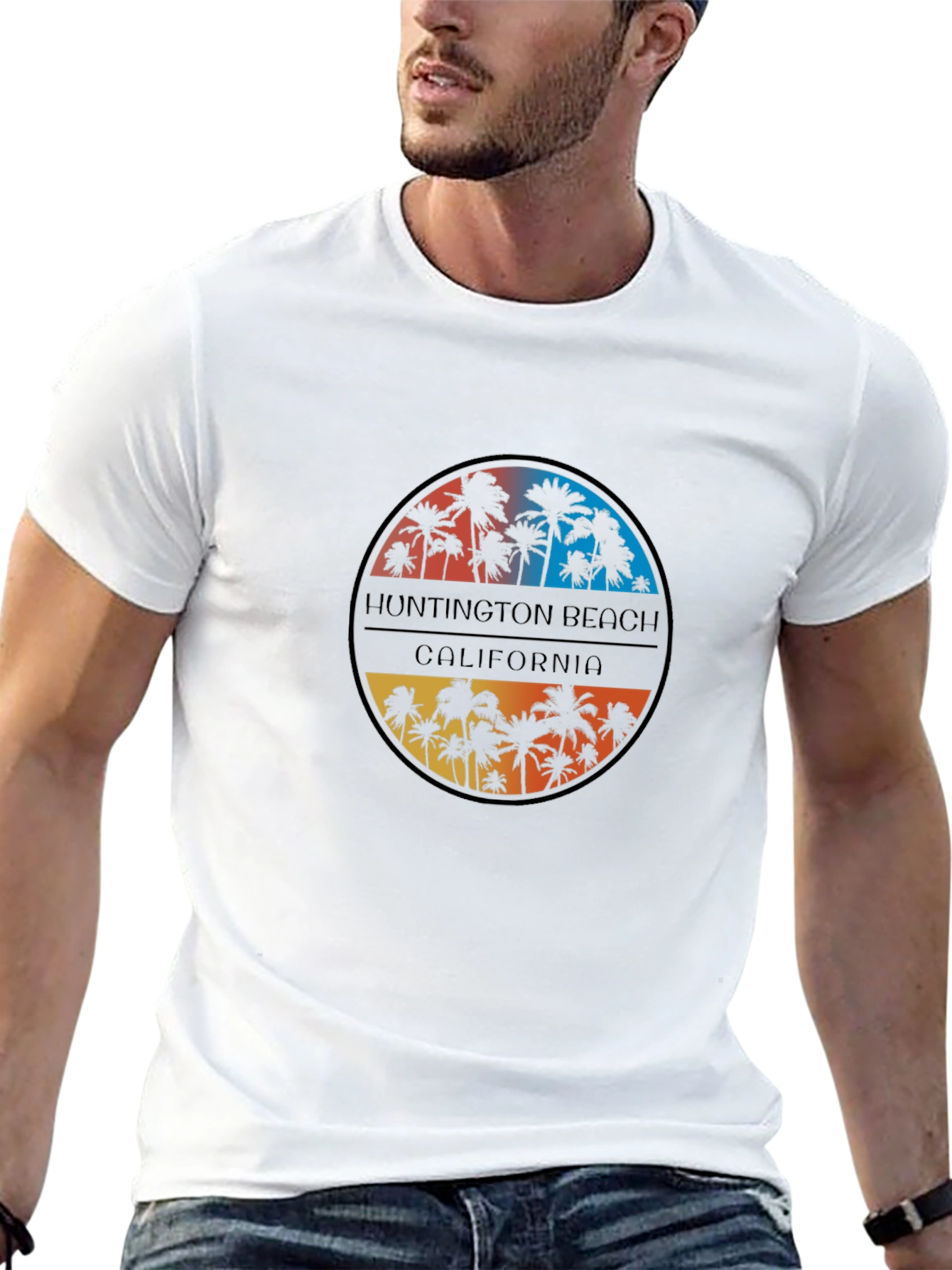 Huntington Beach California Palm Tree Graphic T-Shirt
