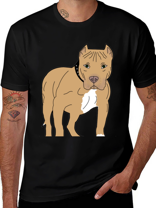 Pitbull Dog Graphic T-Shirt - Black Cotton Tee