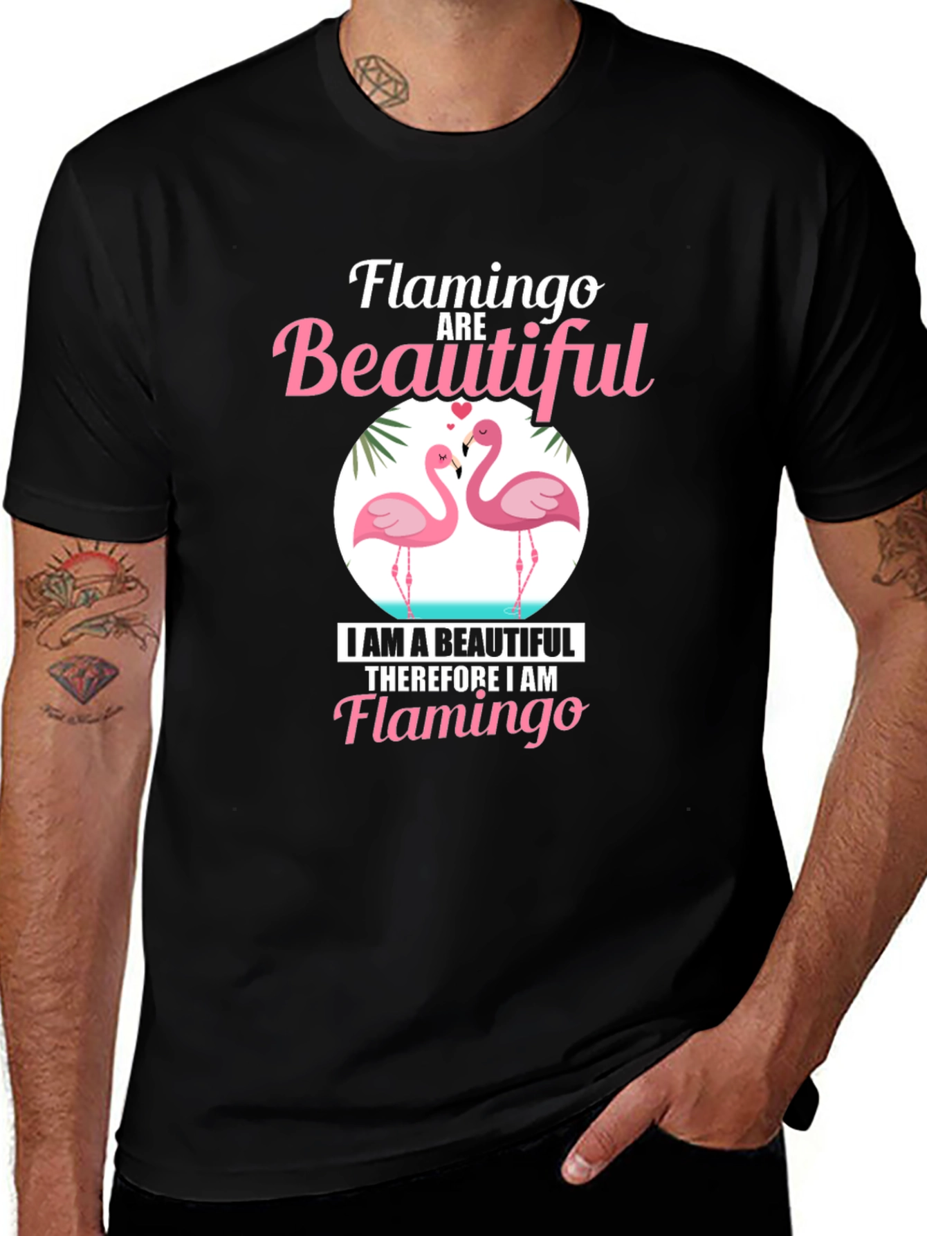 Flamingo Beautiful Black Graphic Tee