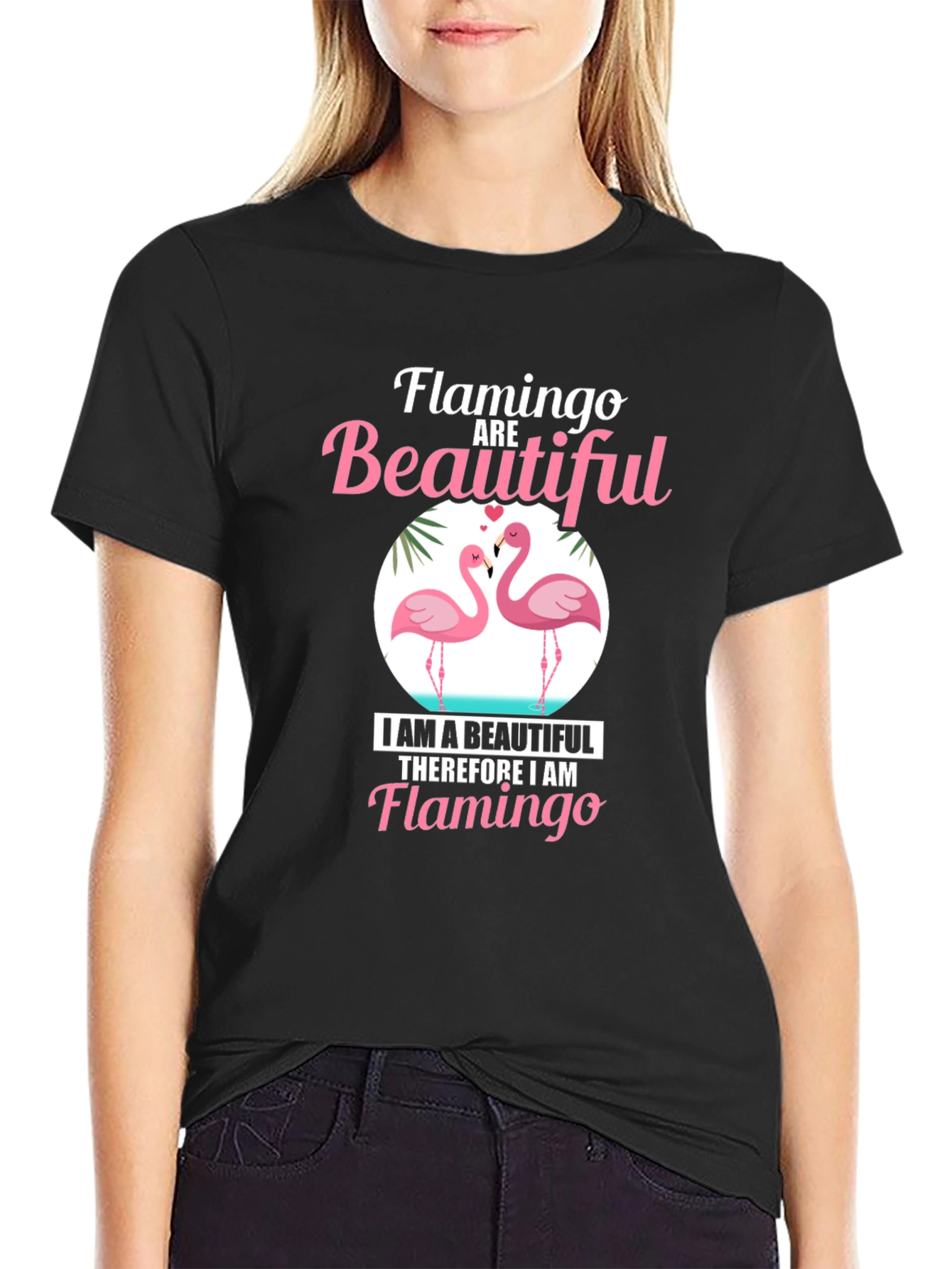 Flamingo Beautiful Black Graphic Tee
