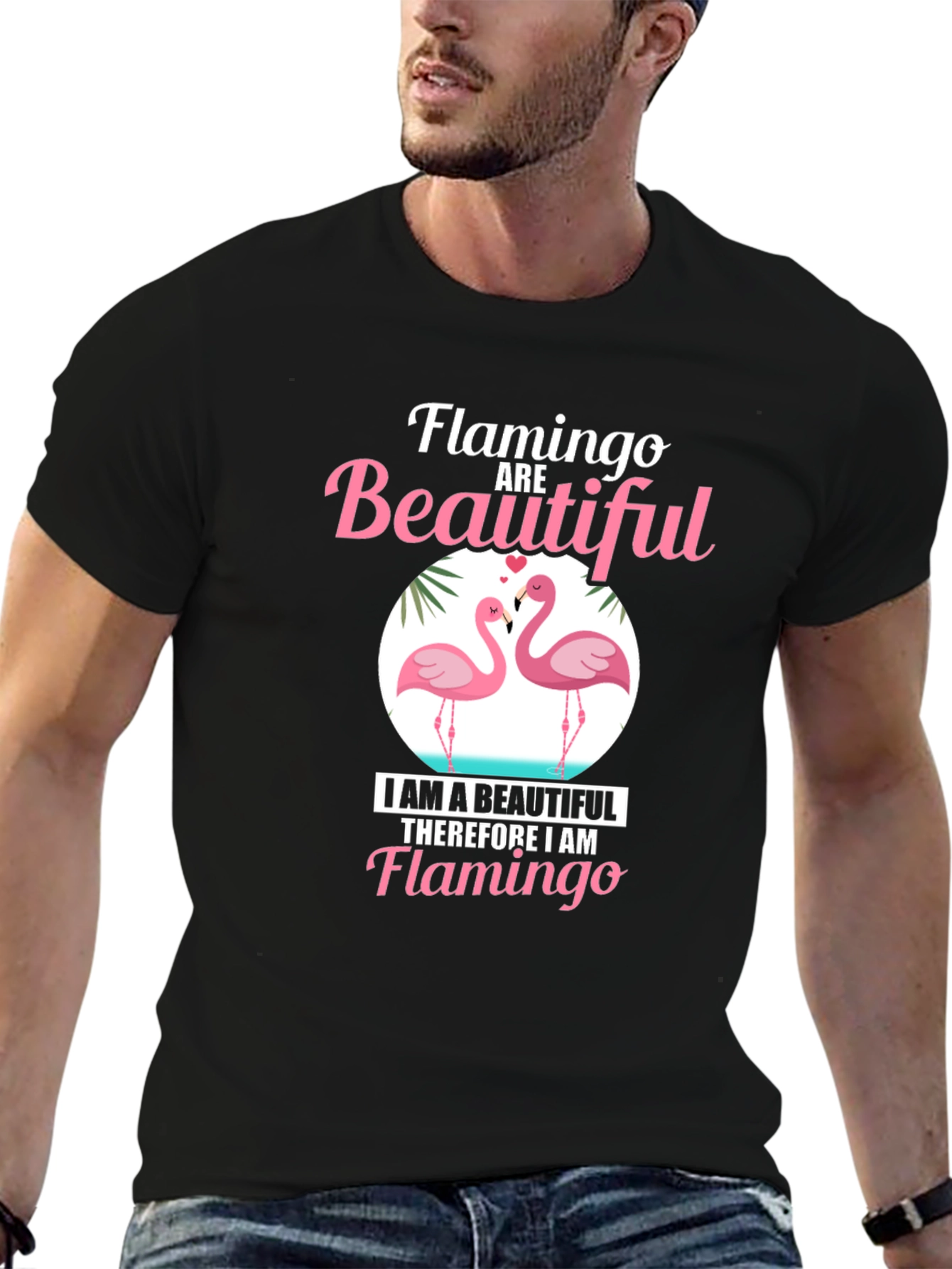 Flamingo Beautiful Black Graphic Tee