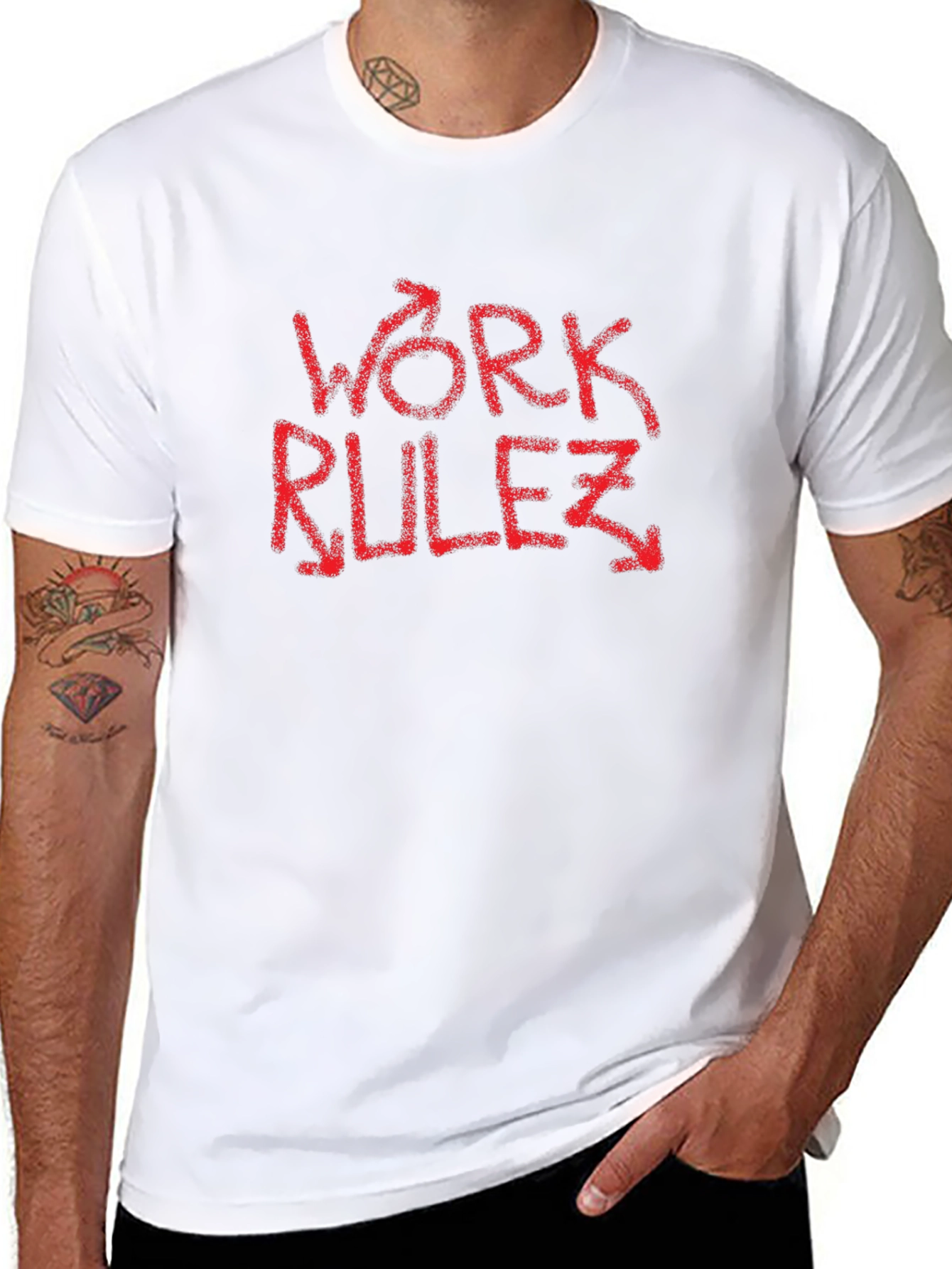 Work Rulez T-Shirt - Red Graphic Tee
