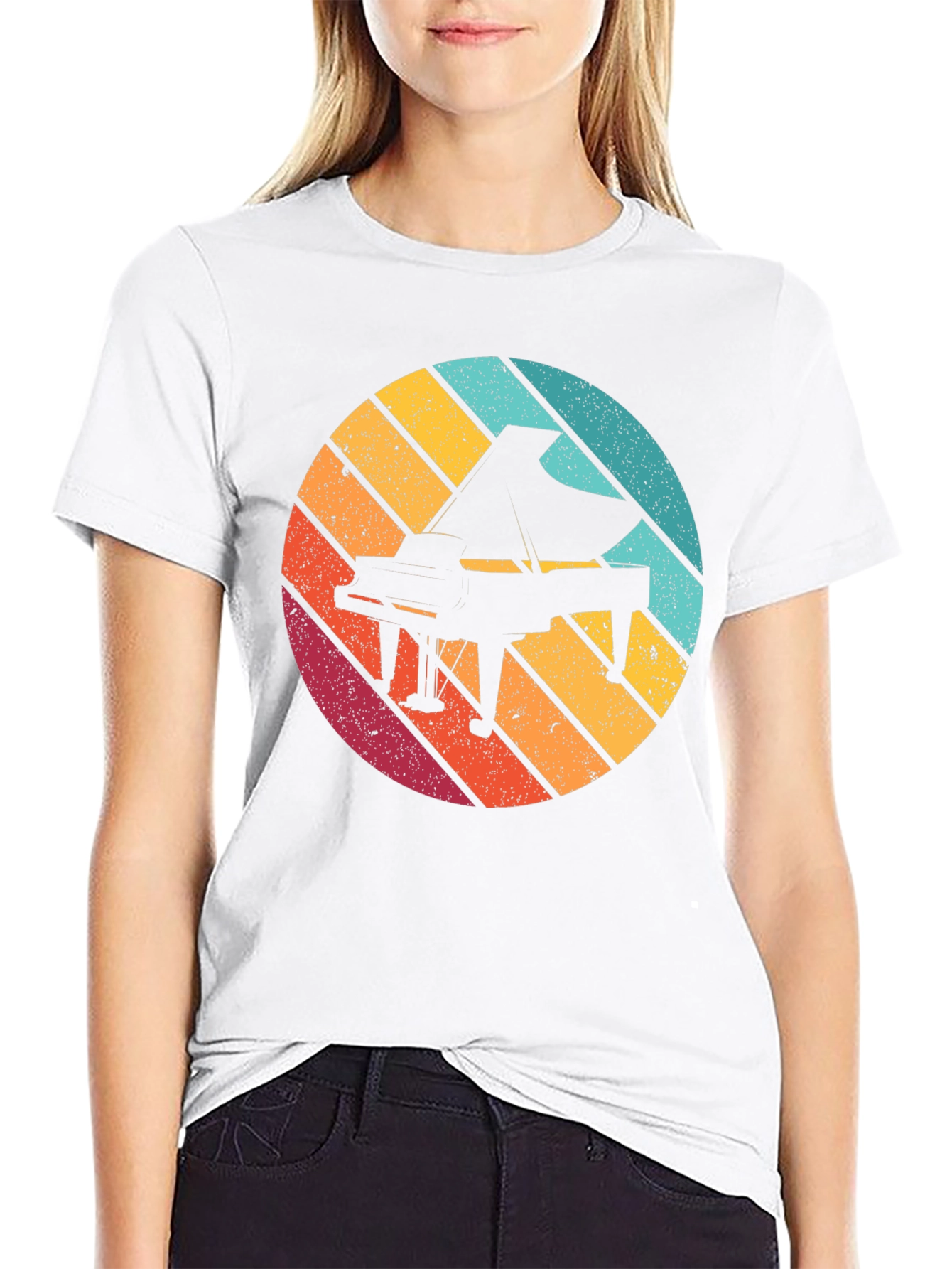 Retro Piano Graphic Tee - Black