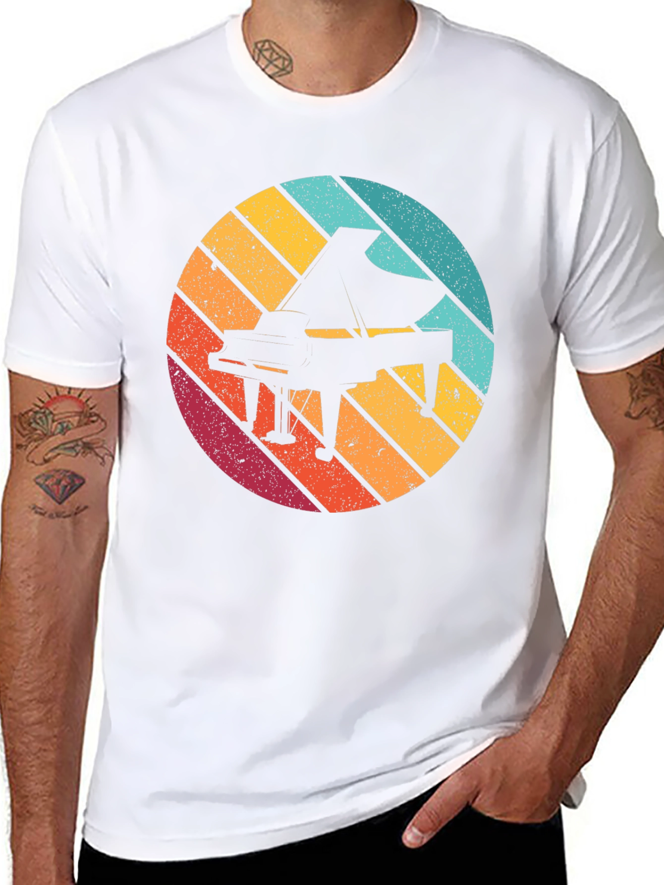 Retro Piano Graphic Tee - Black