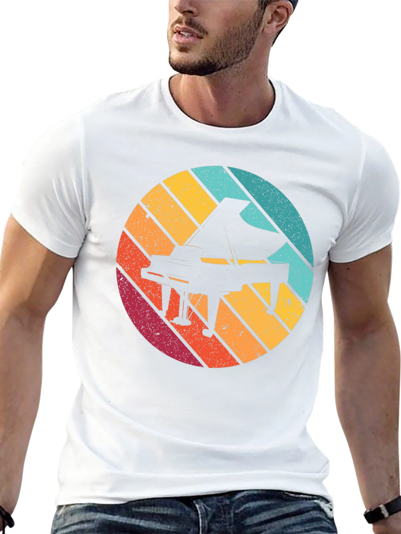 Retro Piano Graphic Tee - Black