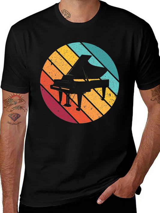 Retro Piano Graphic Tee - Black