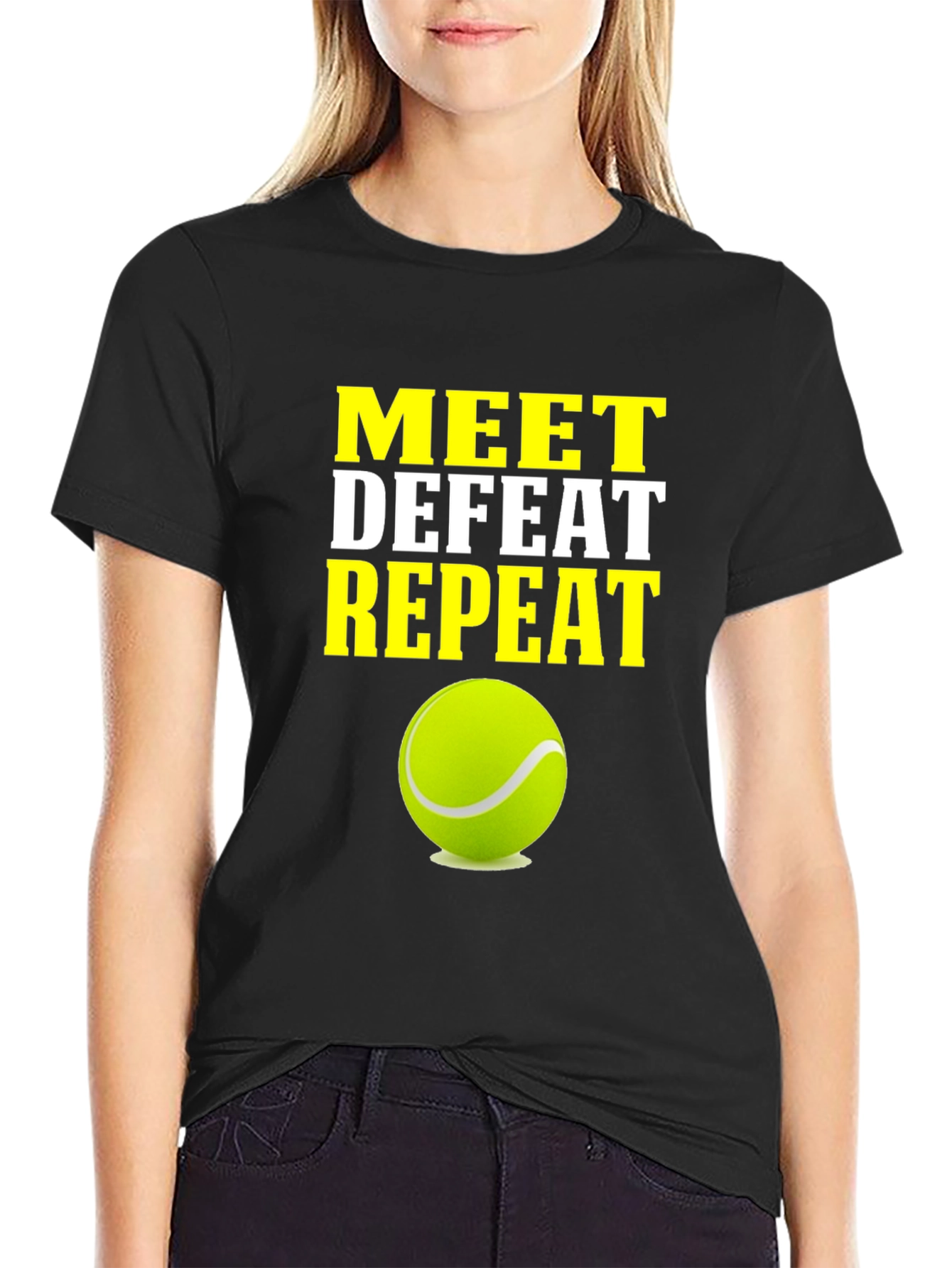 Meet Defeat Repeat Tennis T-Shirt