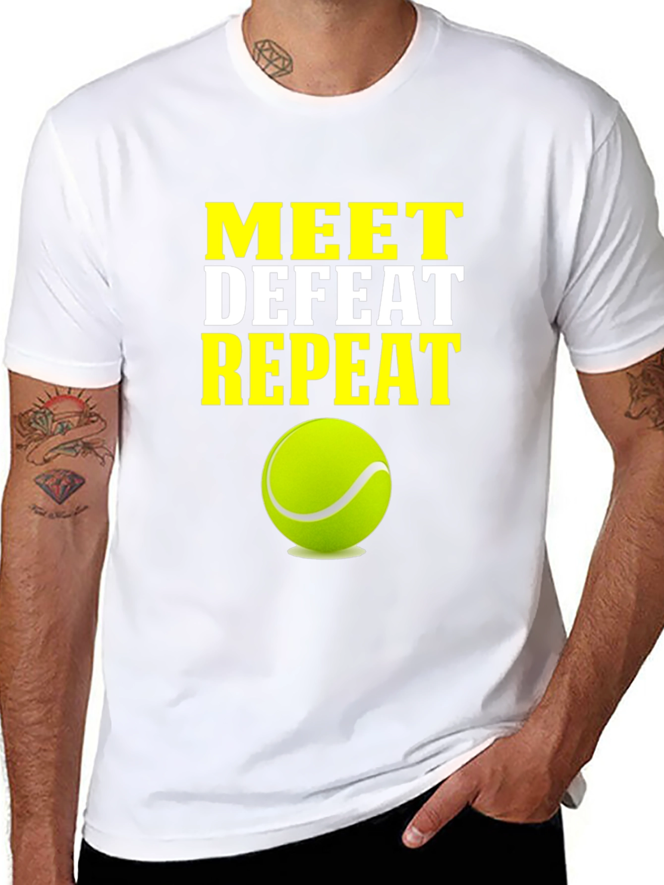 Meet Defeat Repeat Tennis T-Shirt