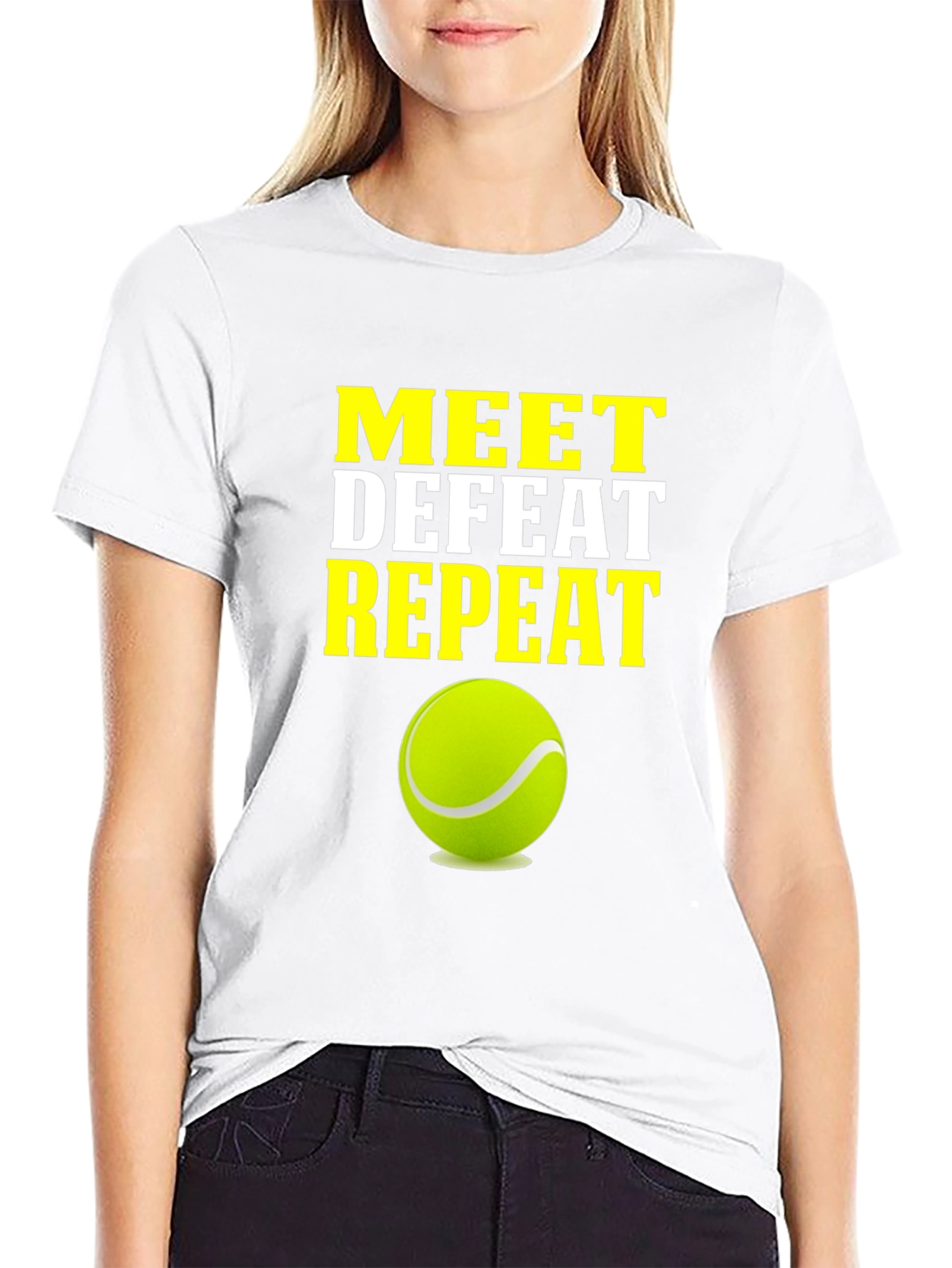 Meet Defeat Repeat Tennis T-Shirt