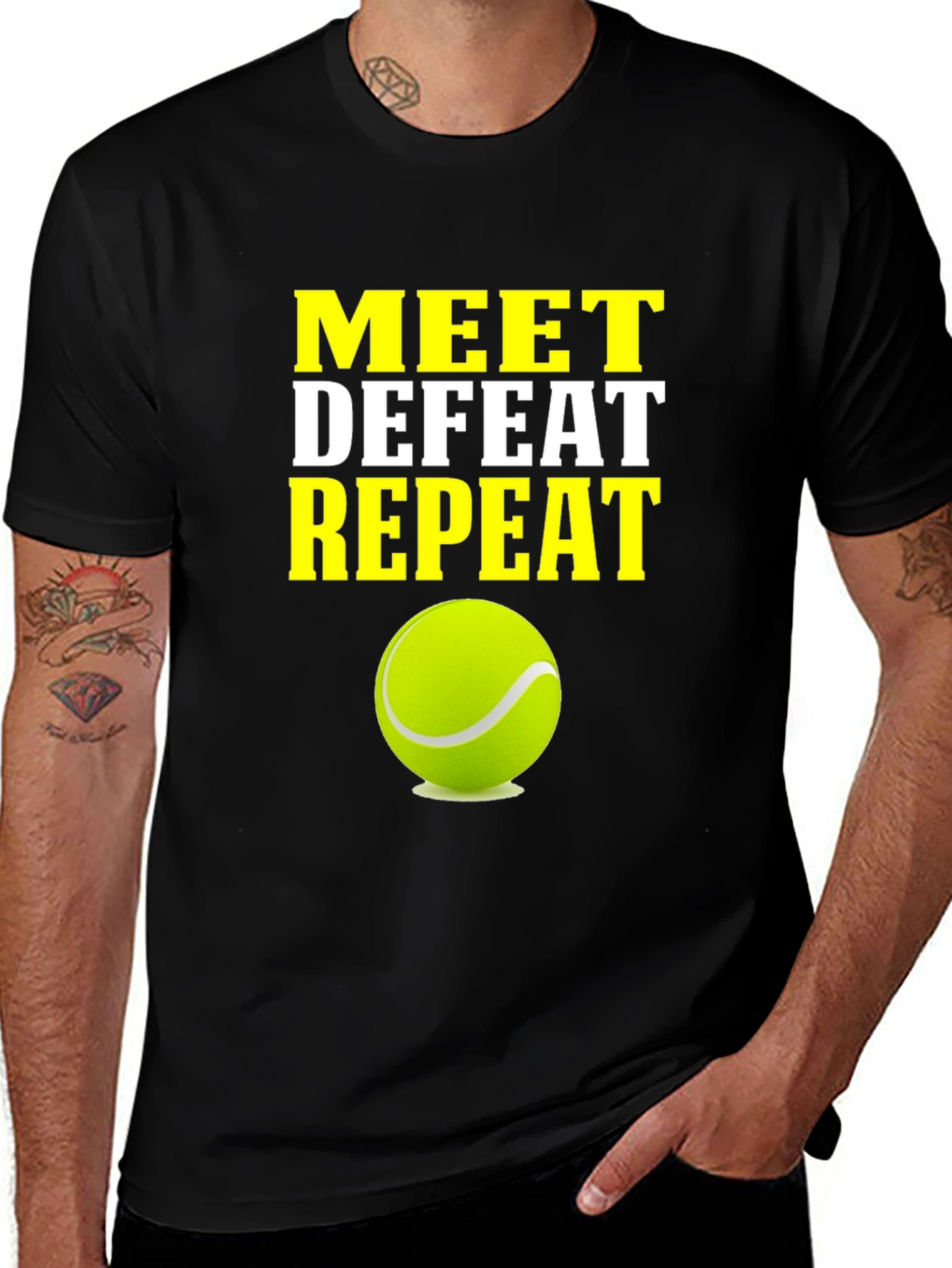 Meet Defeat Repeat Tennis T-Shirt