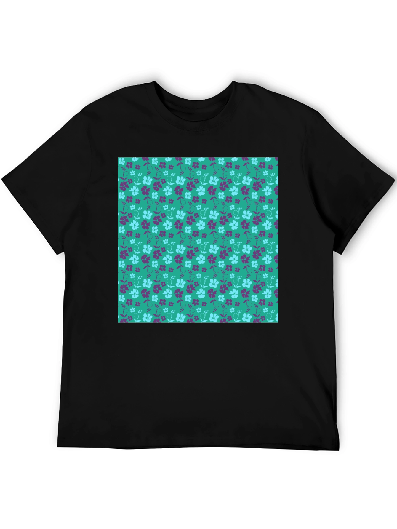 Floral Pattern Tee - Stylish Mens Black T-Shirt