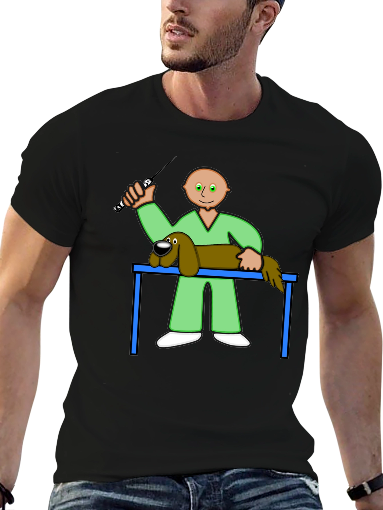 Cartoon Vet T-Shirt: Grooming Style