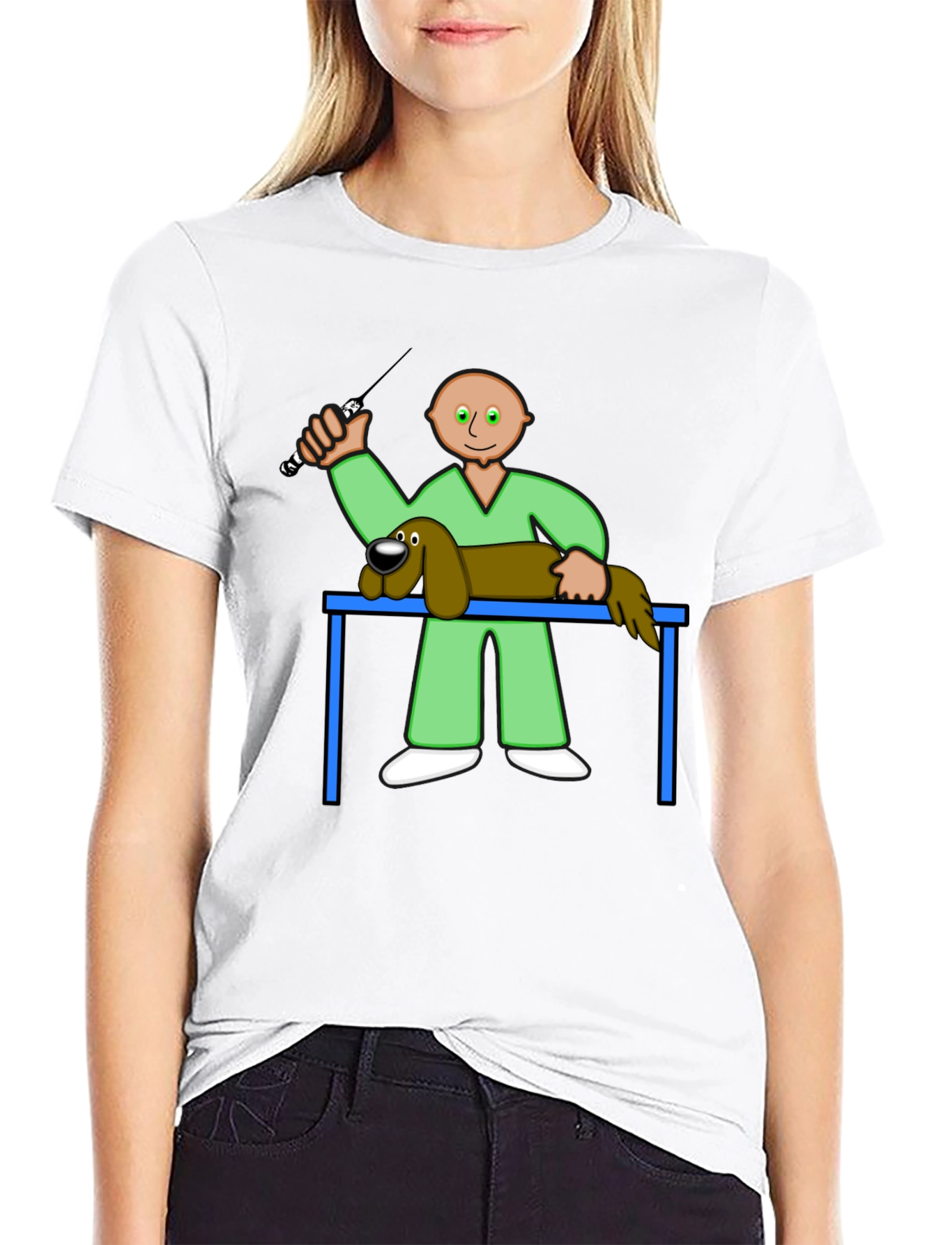 Cartoon Vet T-Shirt: Grooming Style