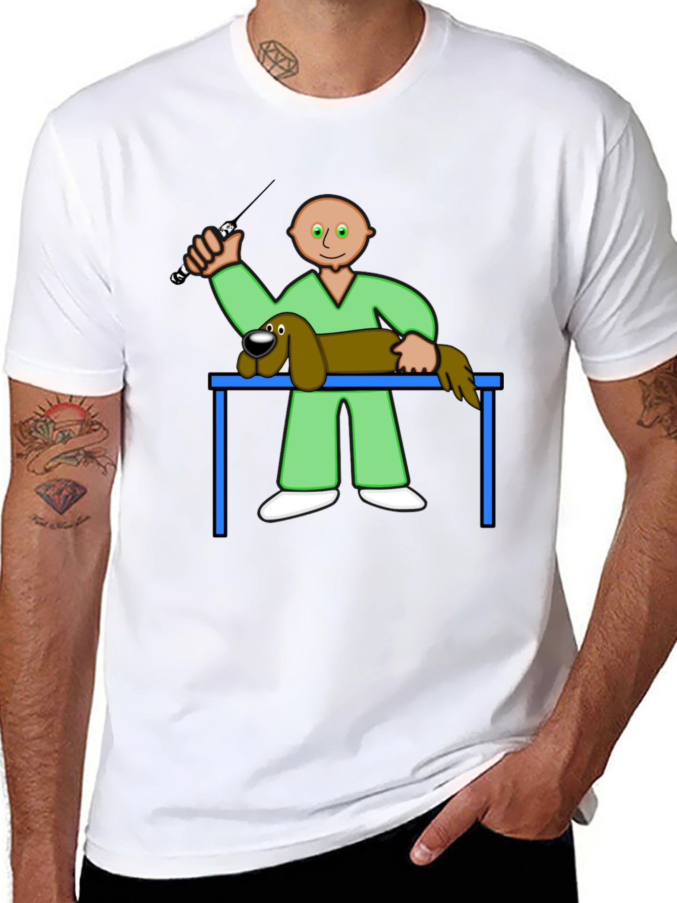 Cartoon Vet T-Shirt: Grooming Style