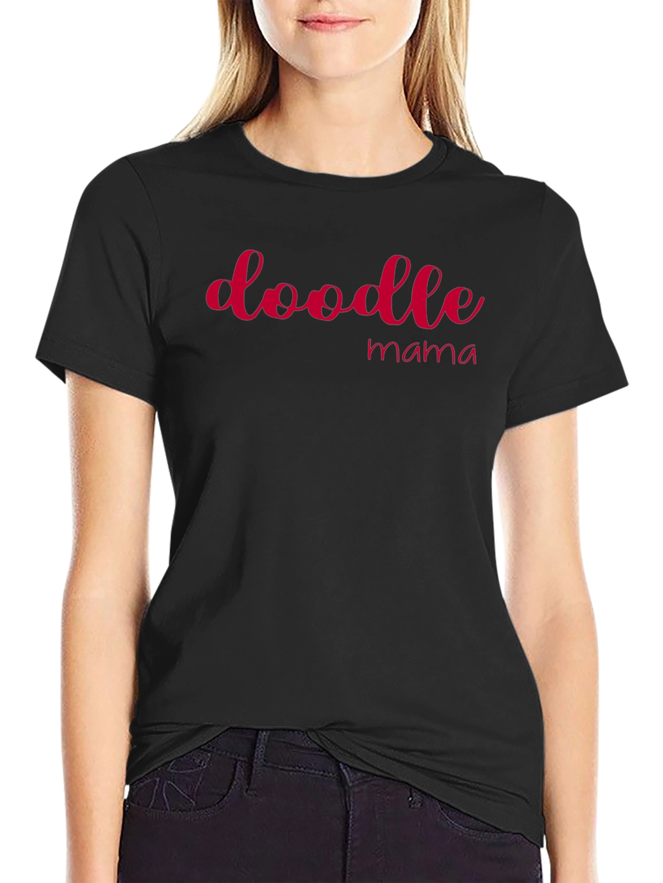 Doodle Mama T-Shirt - Black Crew Neck Tee