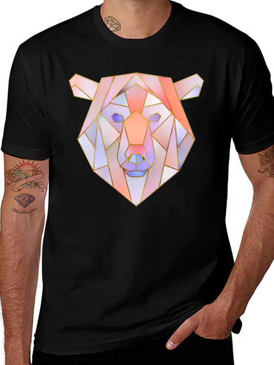 Geometric Bear Graphic Tee - Mens Black T-Shirt