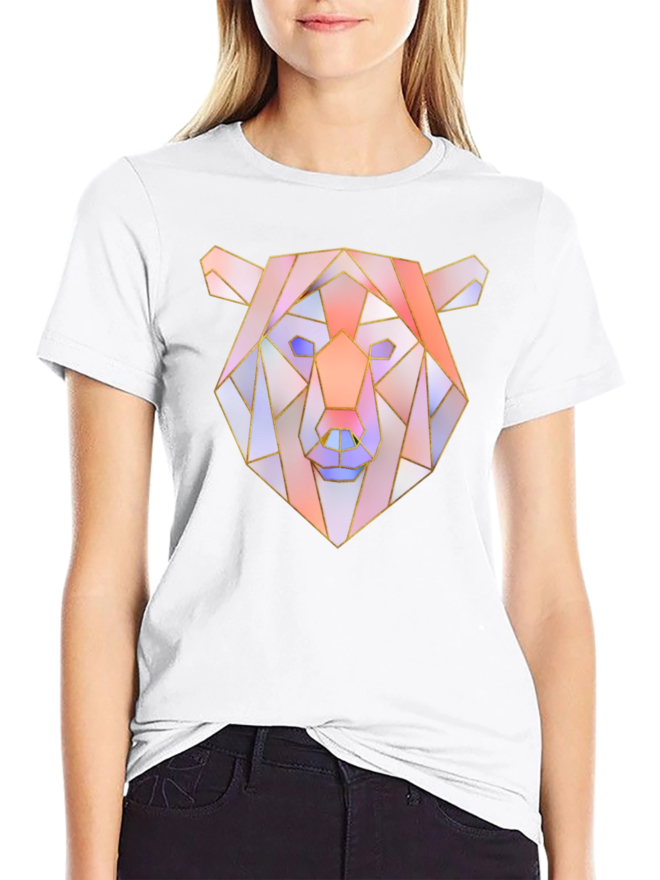 Geometric Bear Graphic Tee - Mens Black T-Shirt