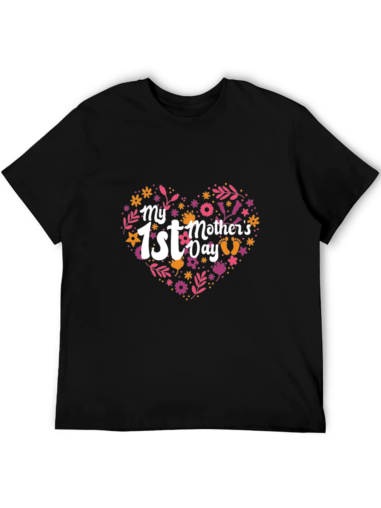 My 1st Mothers Day Heart Floral Design Tee