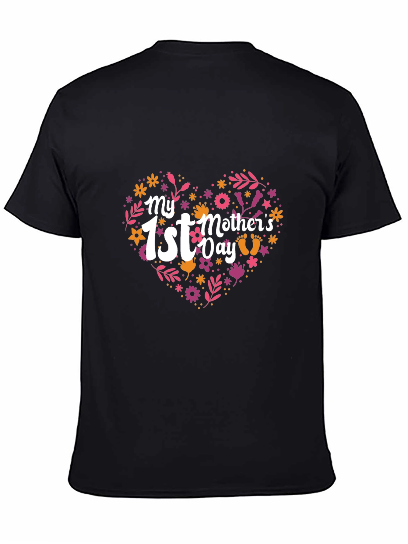 My 1st Mothers Day Heart Floral Design Tee