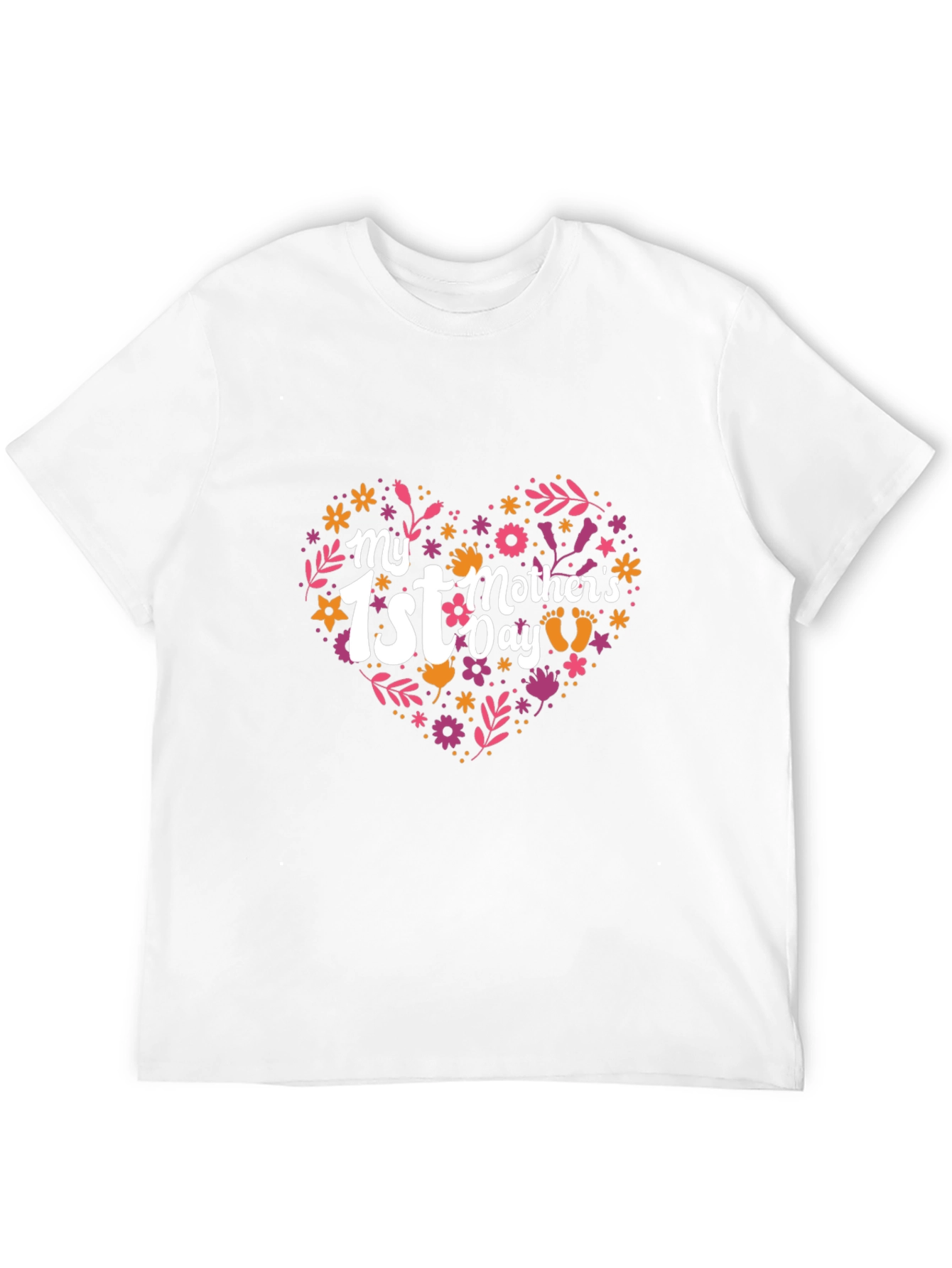 My 1st Mothers Day Heart Floral Design Tee